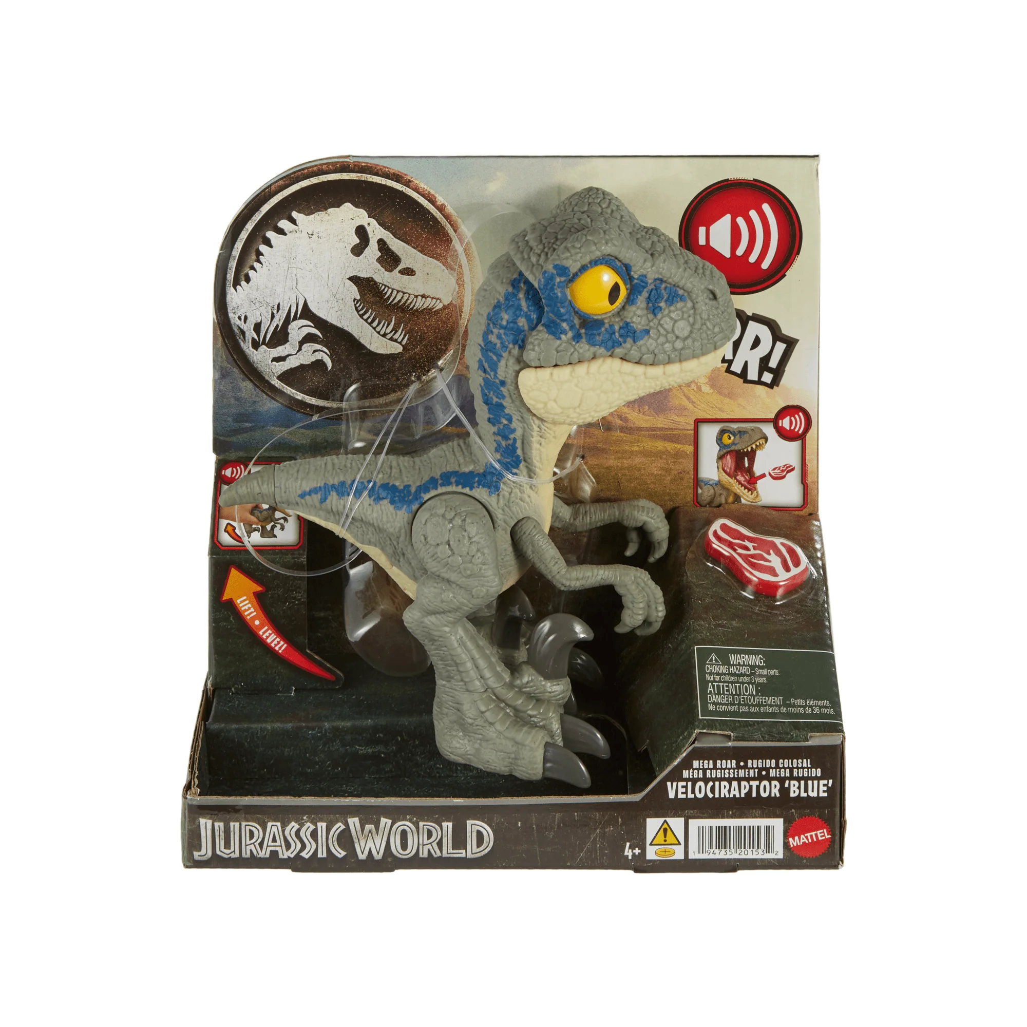 Jurassic World MEGA Roar Blue Velociraptor Dinosaur Toy With Sound & Stretchable Jaw - Image 6