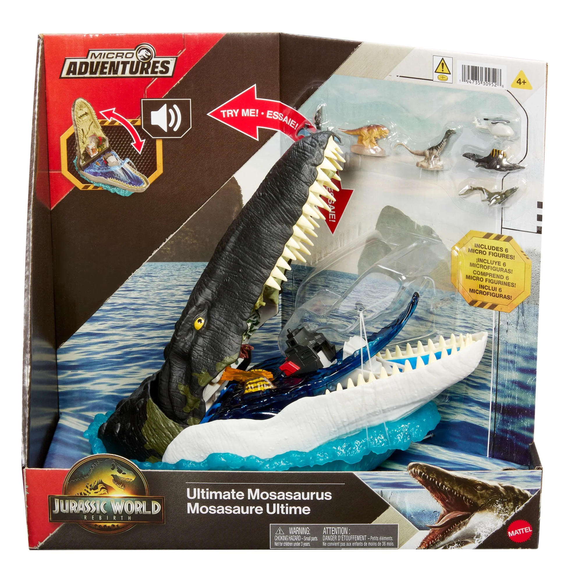 Jurassic World Rebirth Deluxe Mosasaurus Playset, 7 interactive Features & Sound Fx, 6 Micro Figs - Image 6