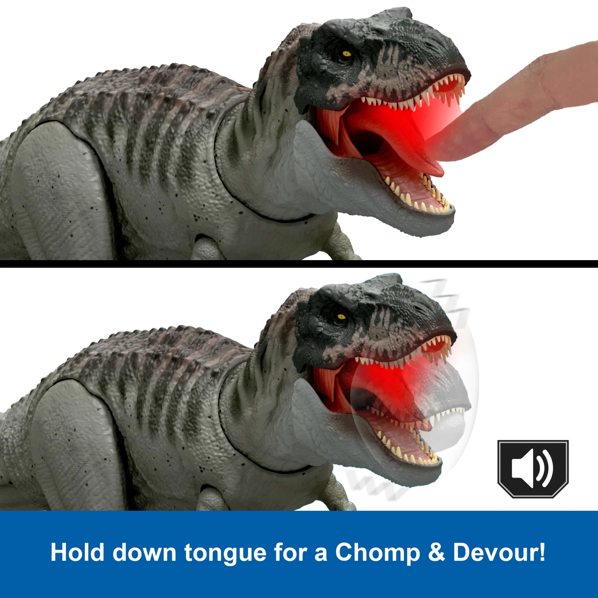 Jurassic World Rebirth Power Devour Tyrannosaurus Rex Dinosaur Figure, Constant Chomp Lights & Sound - Image 5