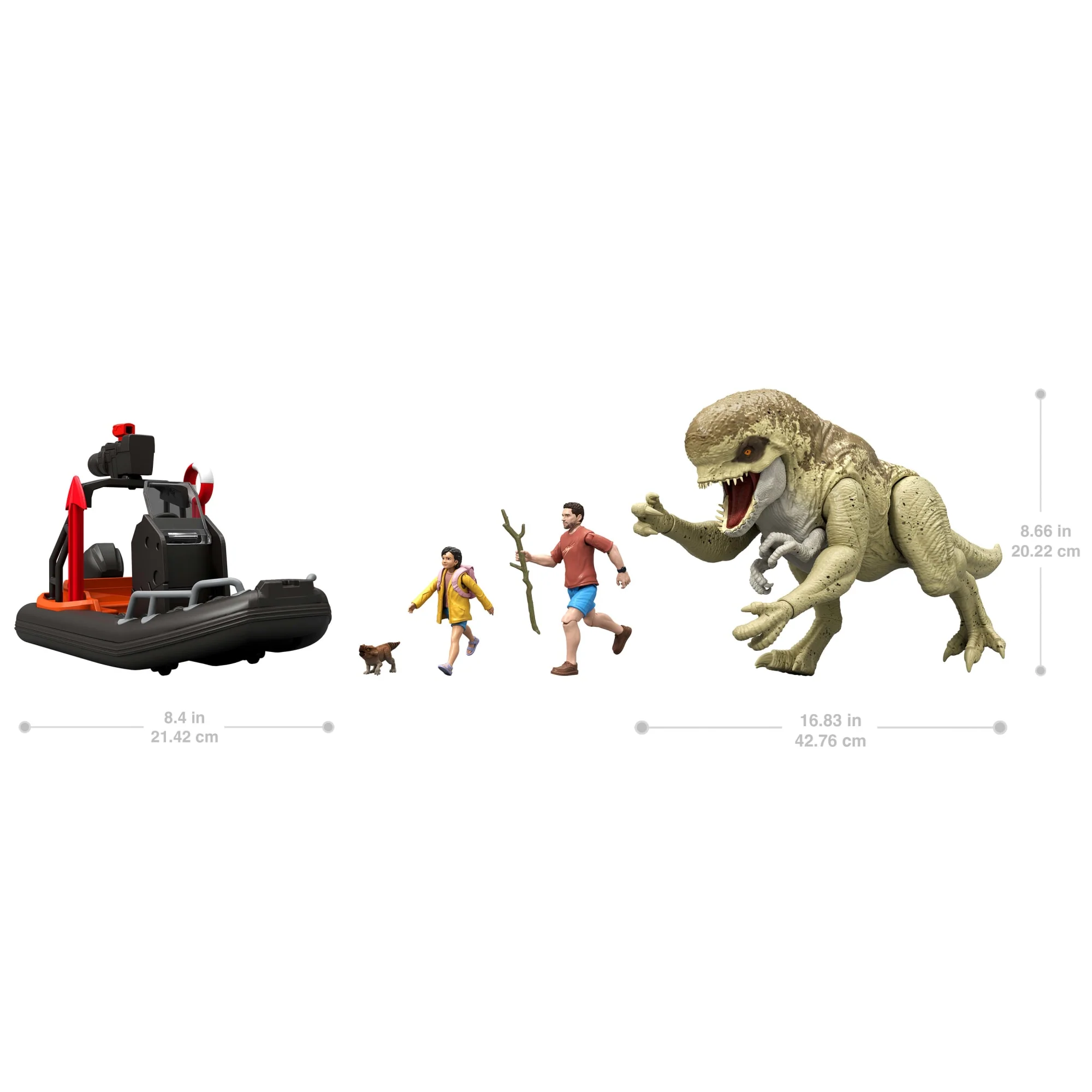 Jurassic World Rebirth Storypack With Raft, Distortus Rex, Adult, Child & Aquilops, Island Escape - Image 2