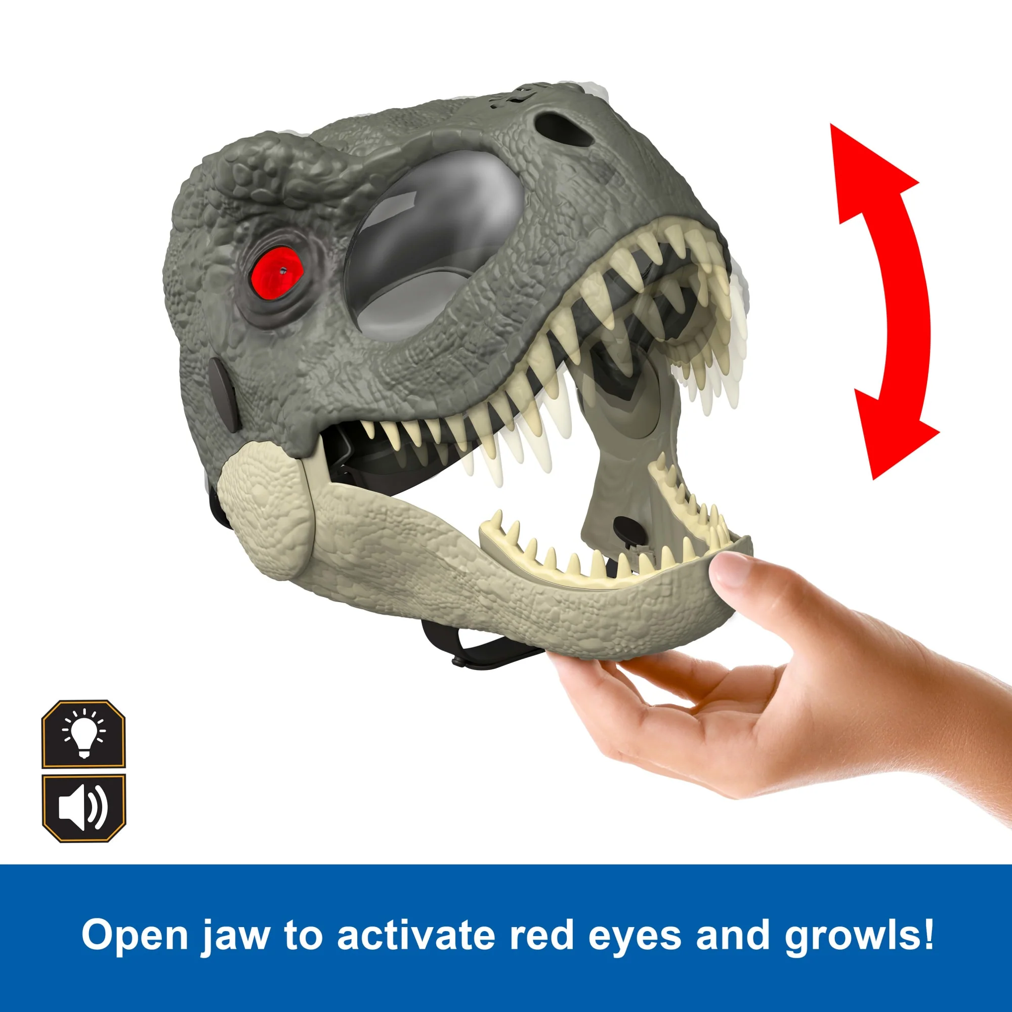 Jurassic World Rebirth T-Rex Rage N Roar Mask With Led Light Up Eyes Feature, 3 Level Effects - Image 3