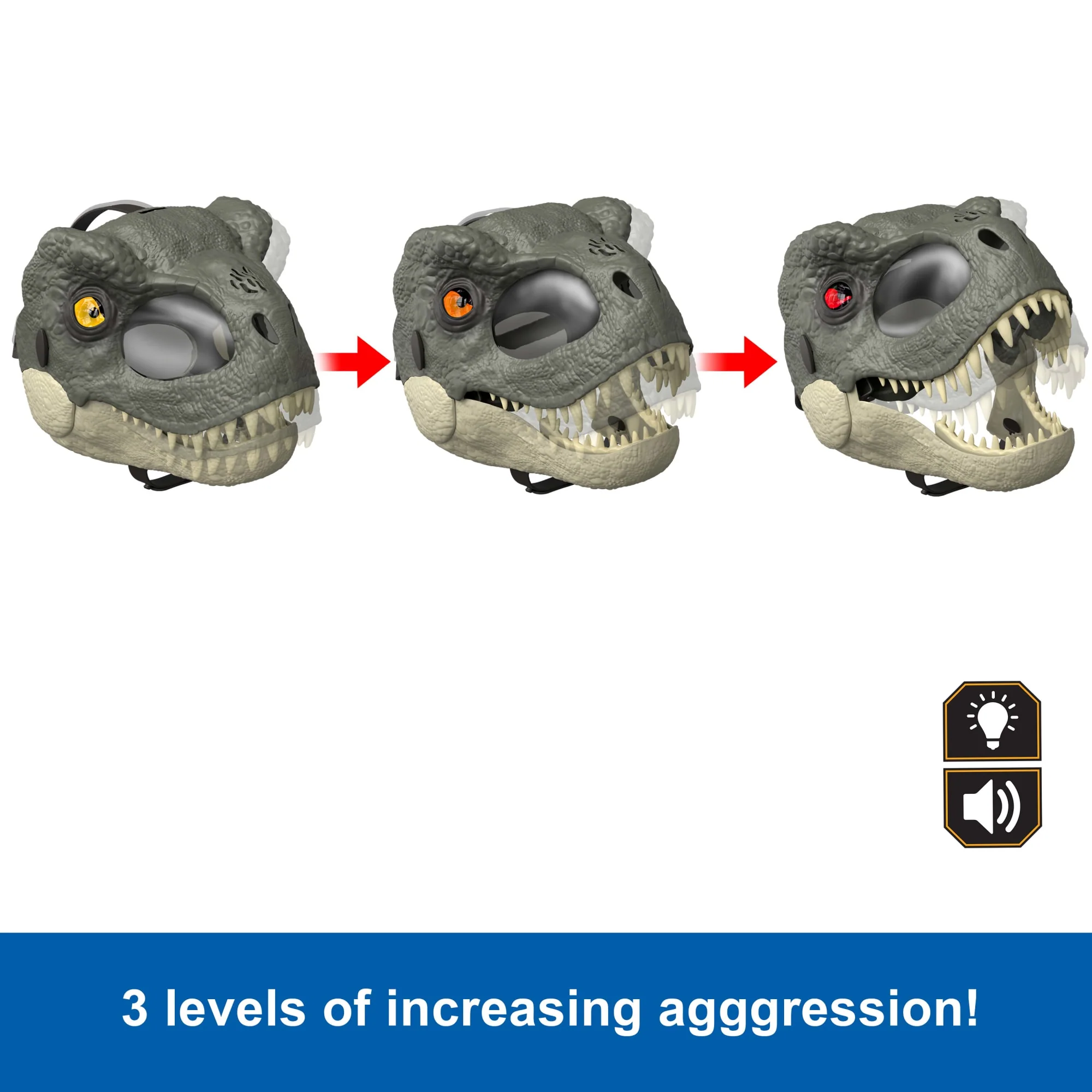 Jurassic World Rebirth T-Rex Rage N Roar Mask With Led Light Up Eyes Feature, 3 Level Effects - Image 4