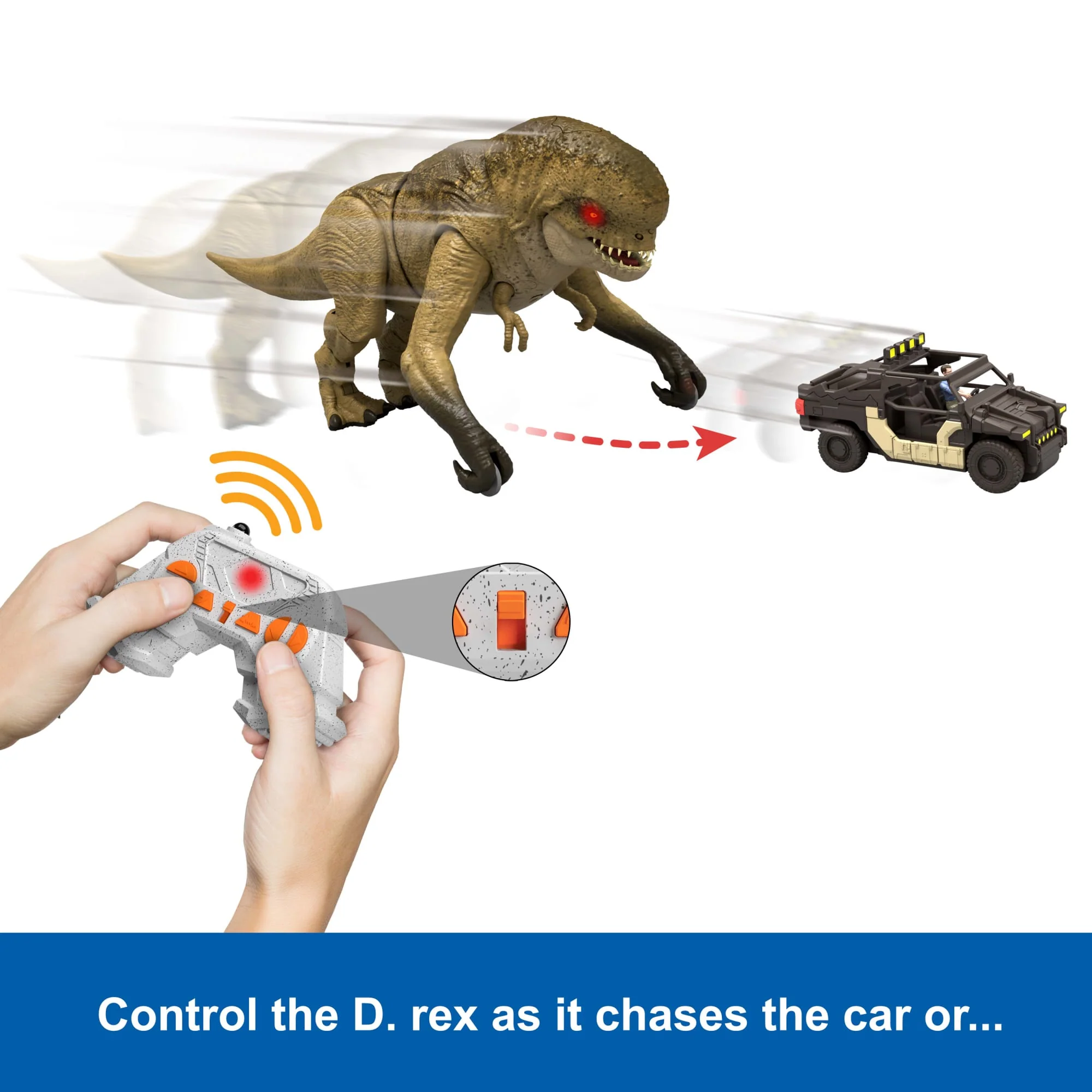 Jurassic World Rebirth Track N Chomp Distortus Rex & Vehicle, Remote Control, Lights & Growl & Chomp - Image 3