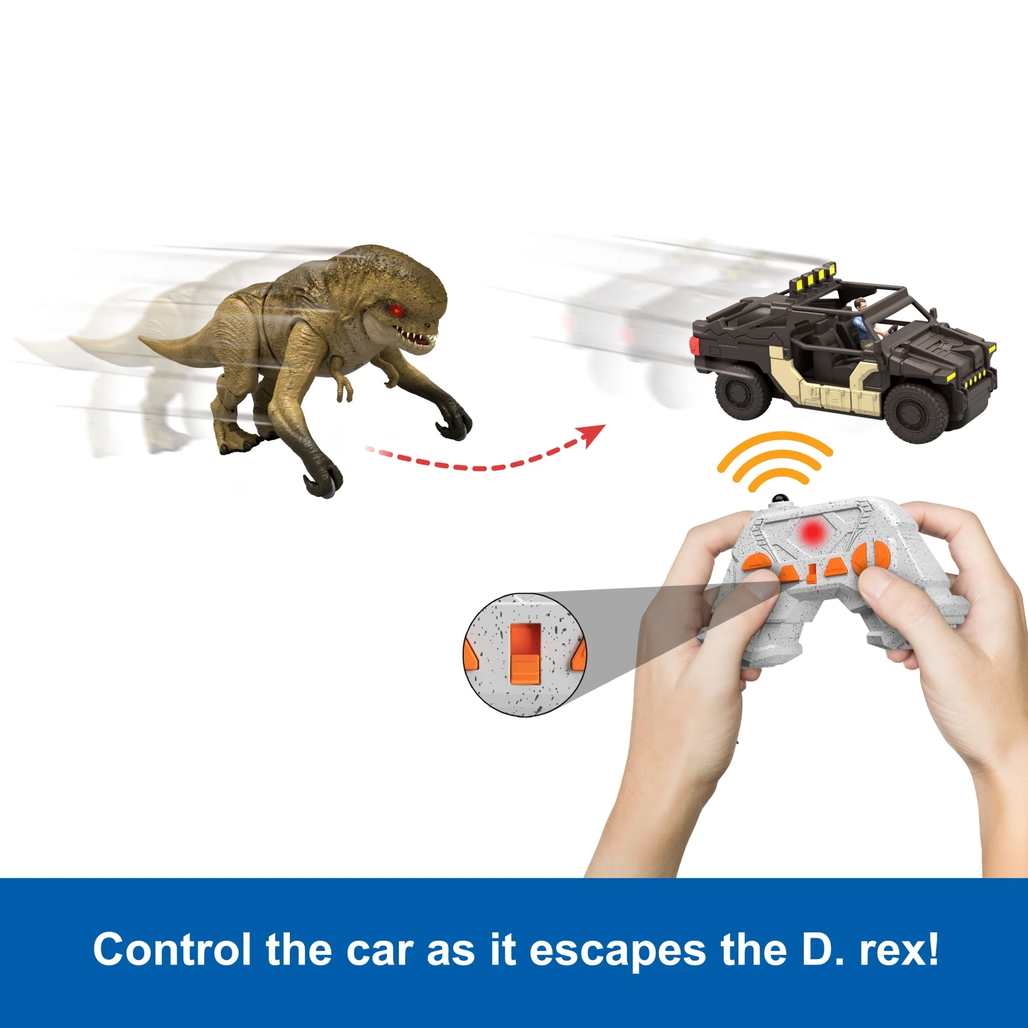 Jurassic World Rebirth Track N Chomp Distortus Rex & Vehicle, Remote Control, Lights & Growl & Chomp - Image 4