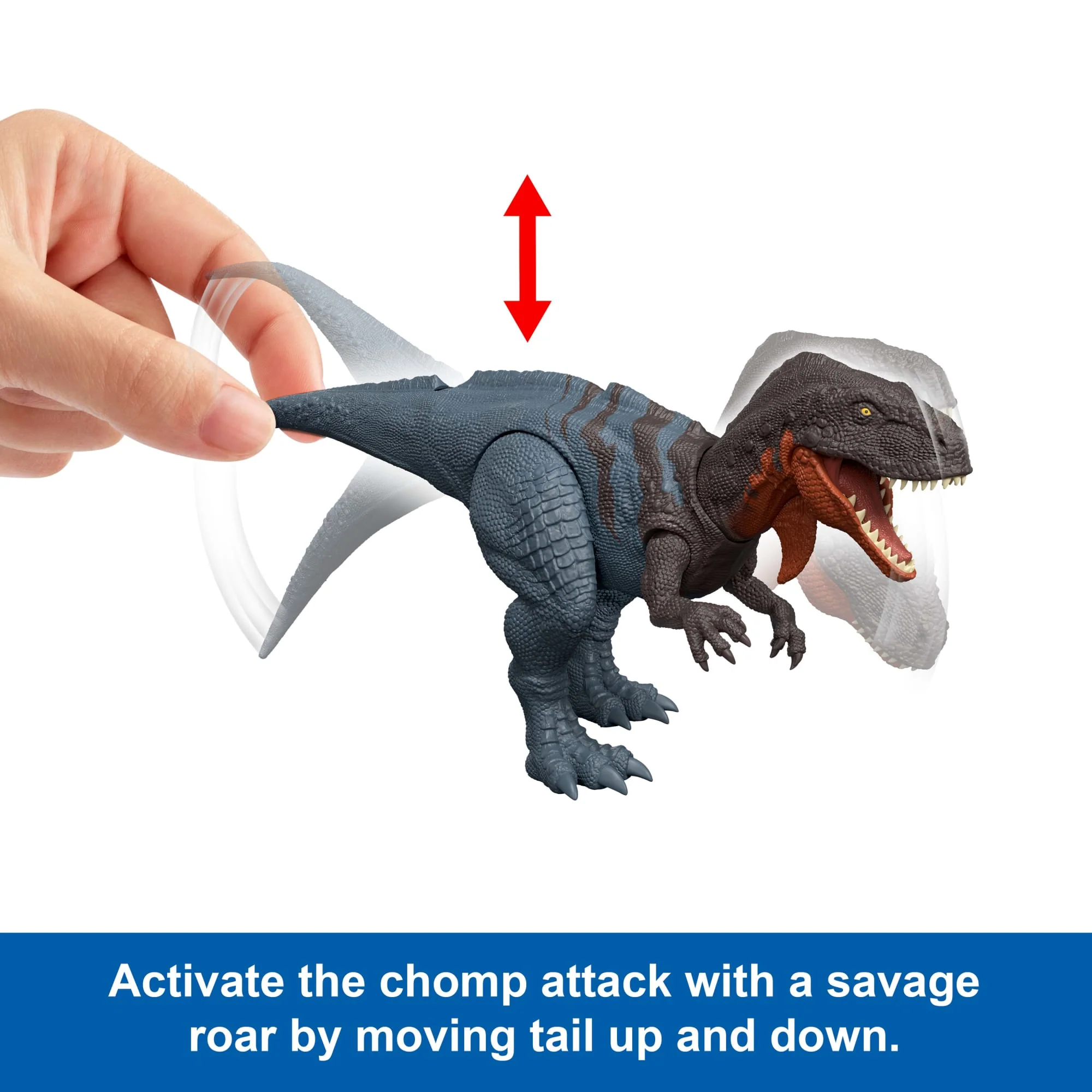Jurassic World Rebirth Wild Roar Abelisaurus Dinosaur Toy, Tail Controlled Attack Chomp & Sound - Image 3