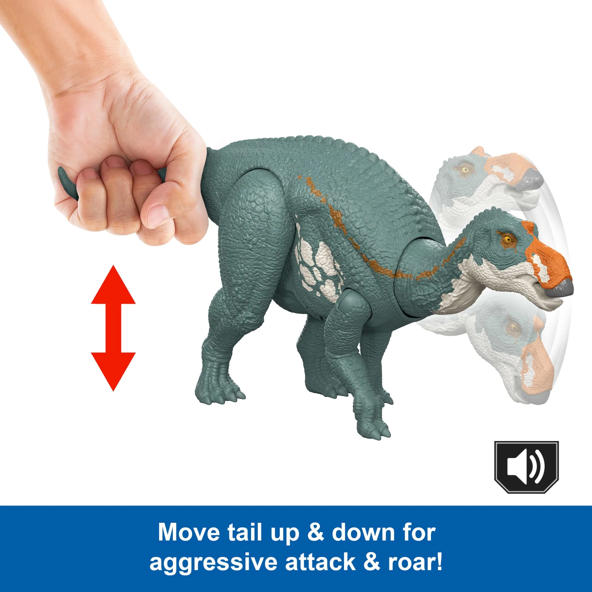 Jurassic World Rebirth Wild Roar Maiasaura Dinosaur Toy, Tail Controlled Attack Chomp & Sound - Image 3