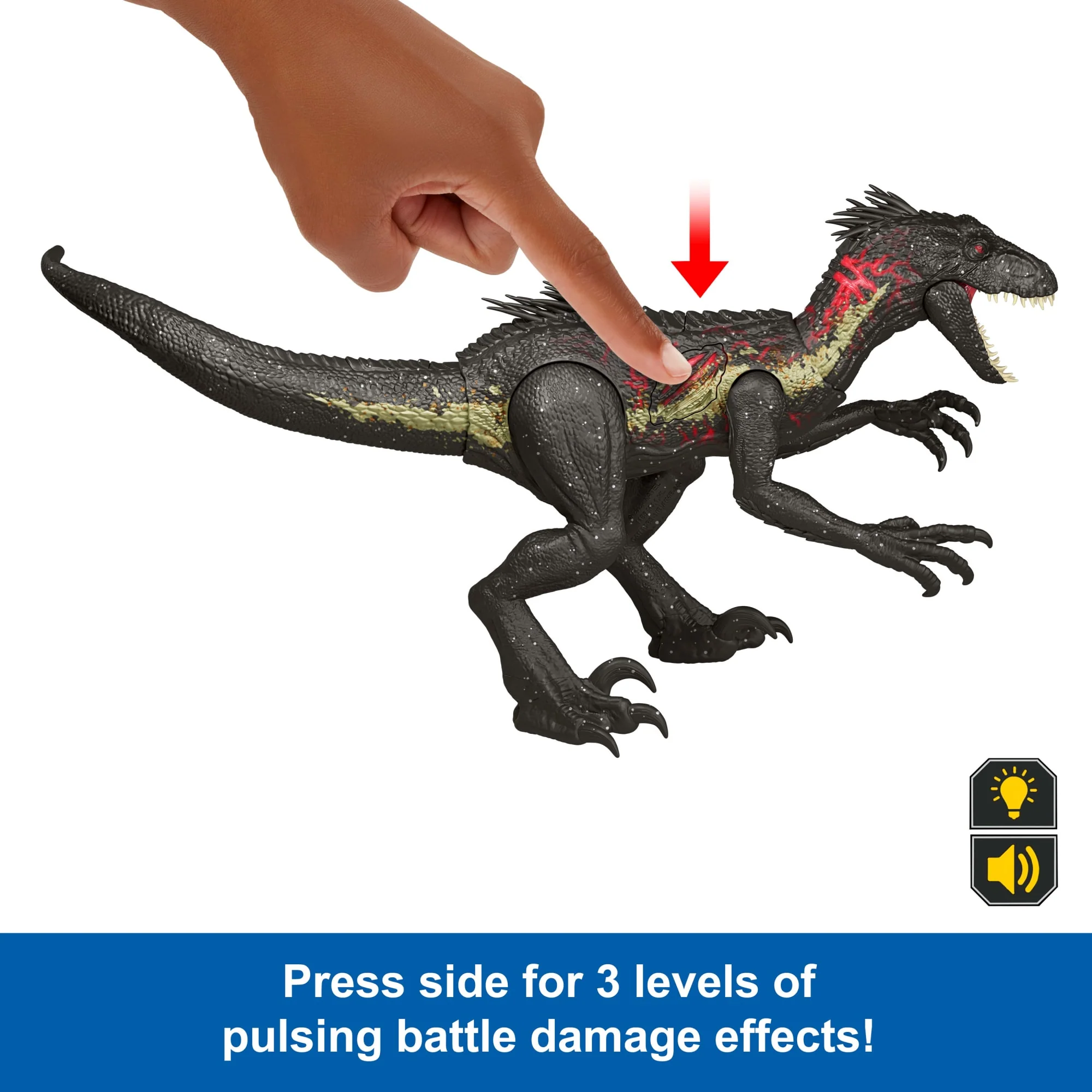 Jurassic World Ultimate Damage indoraptor Dinosaur Toy Figure, Damage, Light & Sound Toy - Image 4