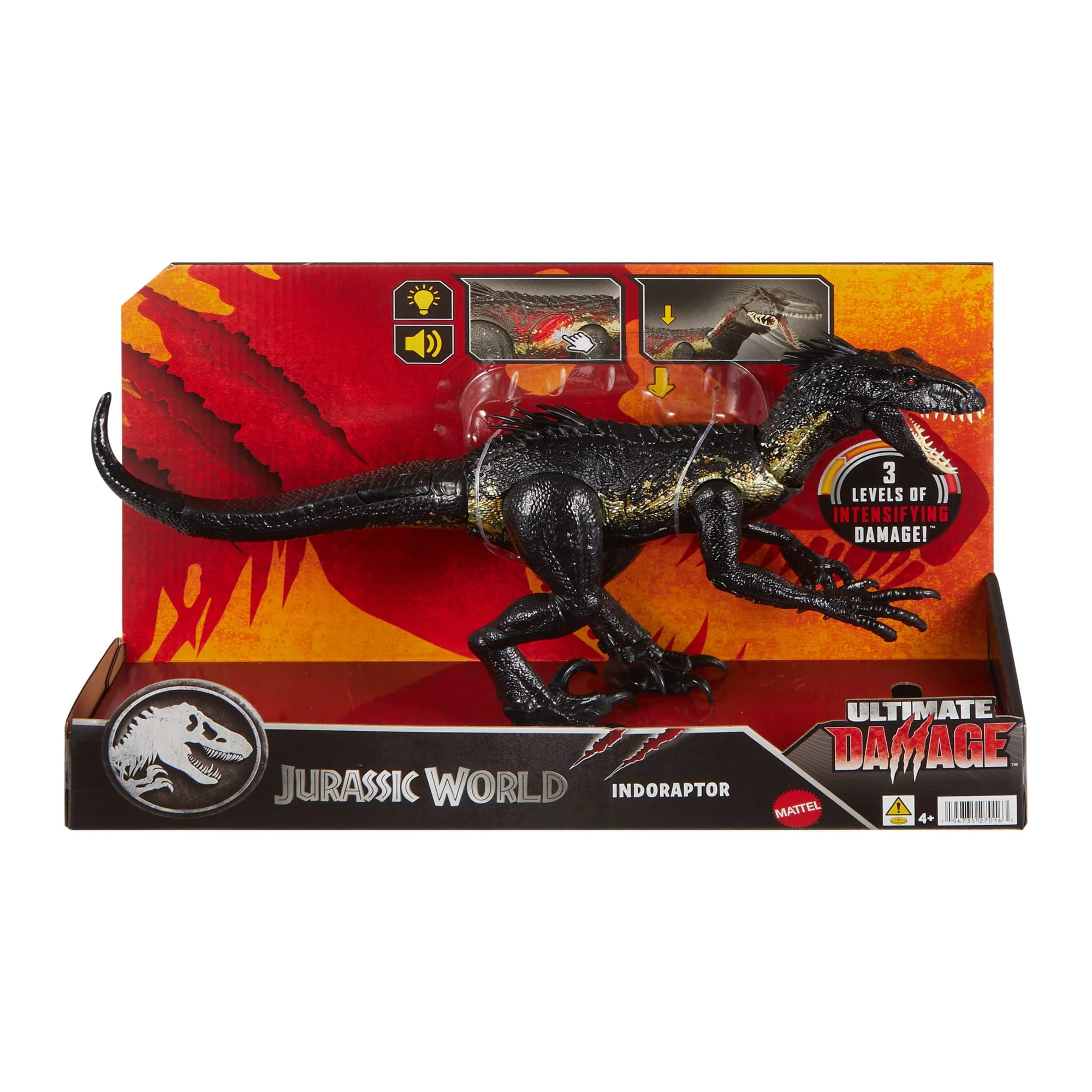 Jurassic World Ultimate Damage indoraptor Dinosaur Toy Figure, Damage, Light & Sound Toy - Image 6
