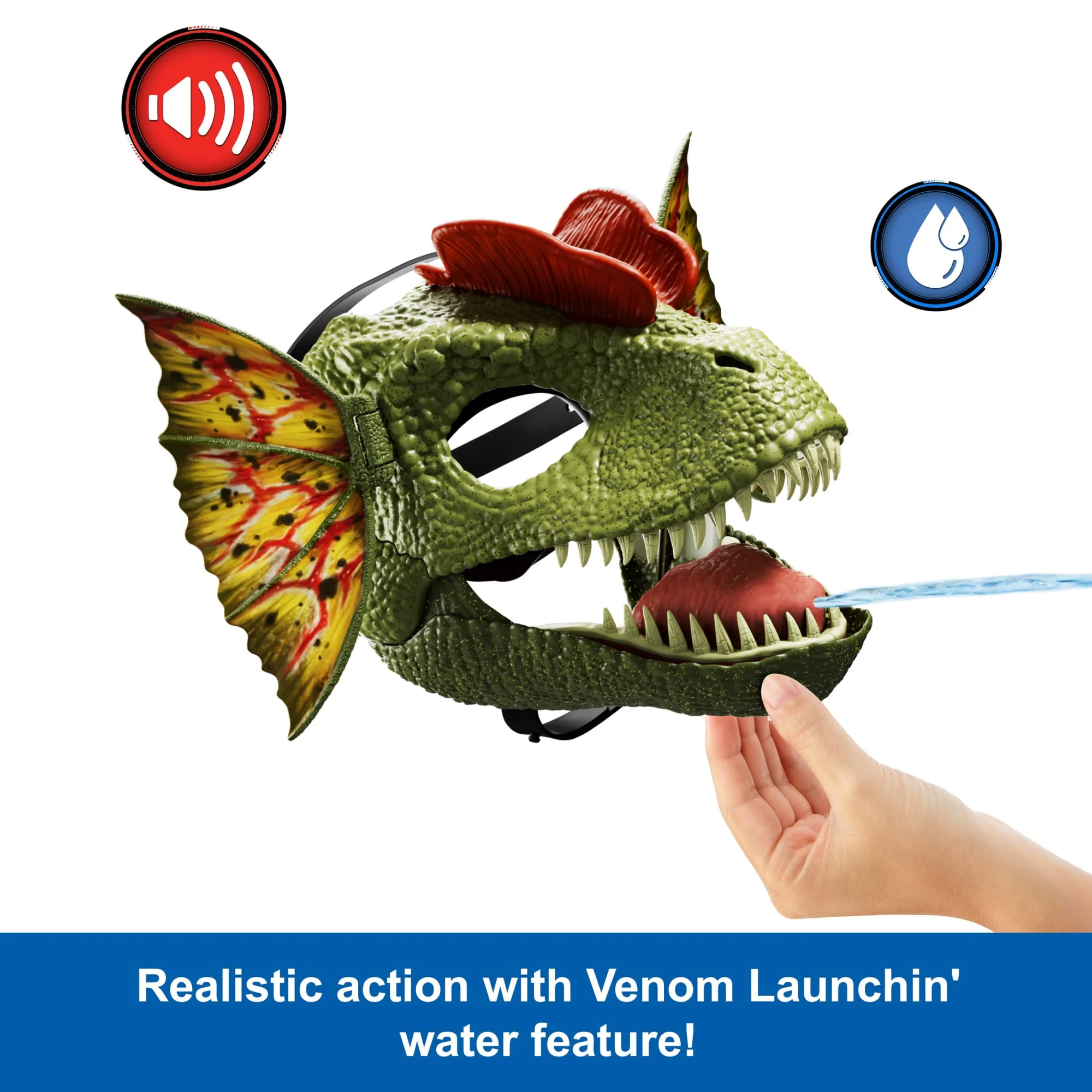 Jurassic World Dilophosaurus Role Play Mask With Sound & Water-Shooting Feature, Frill - Image 3