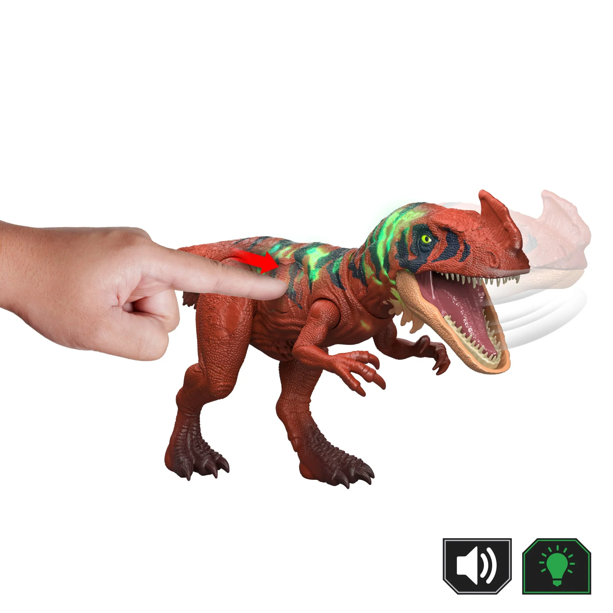 Jurassic World Wild Roar Afrovenator Dinosaur Action Figure Toy, Attack & Light & Sound, Scan Code - Image 4