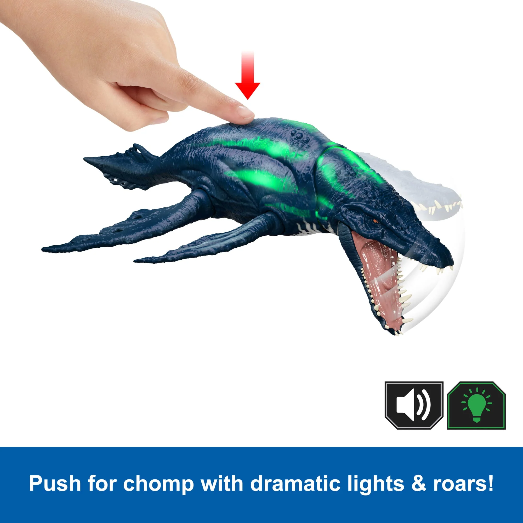 Jurassic World Wild Roar Brachauchenius Dinosaur Action Figure Toy, Attack, Light & Sound, Scan Code - Image 3