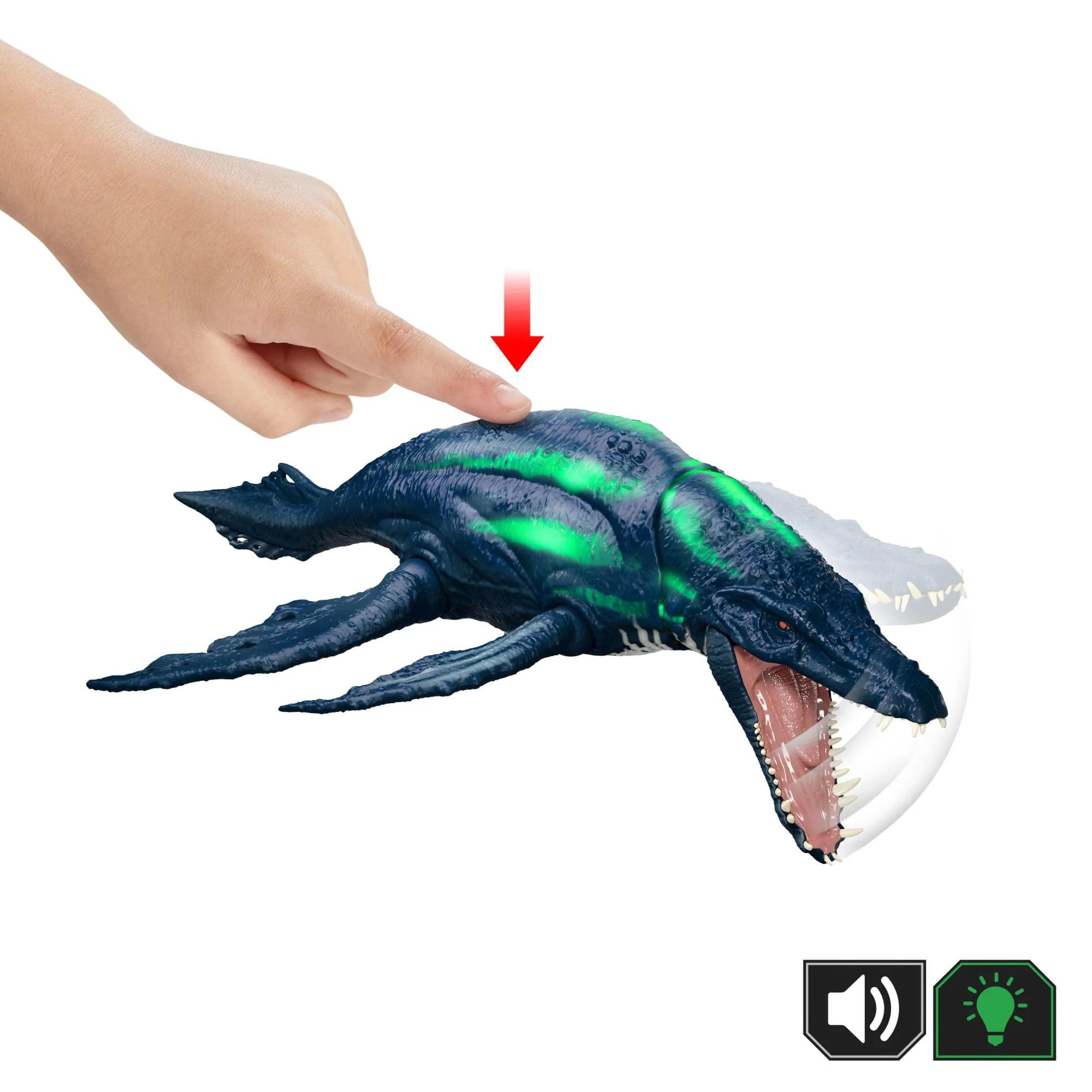 Jurassic World Wild Roar Brachauchenius Dinosaur Action Figure Toy, Attack, Light & Sound, Scan Code - Image 4