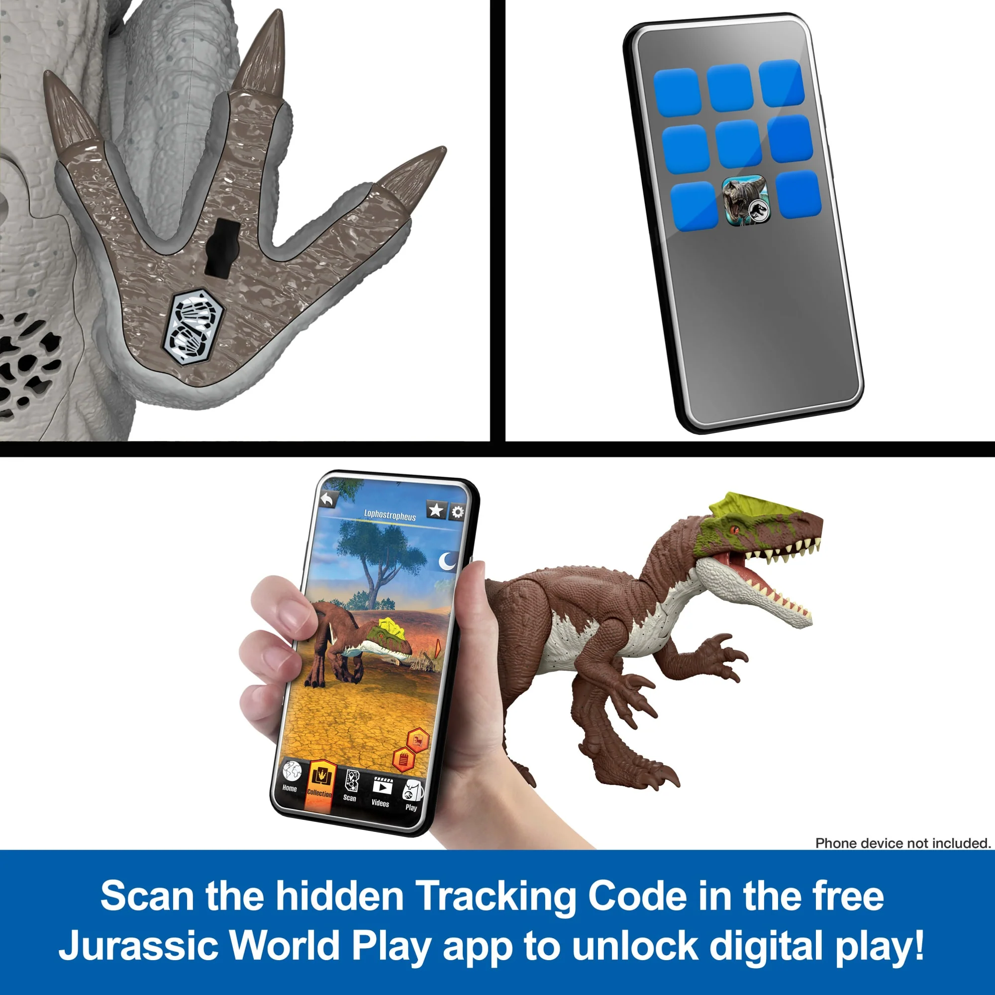 Jurassic World Wild Roar Ceratosaurus Dinosaur Action Figure Toy, Attack, Light & Sound, Scan Code - Image 2