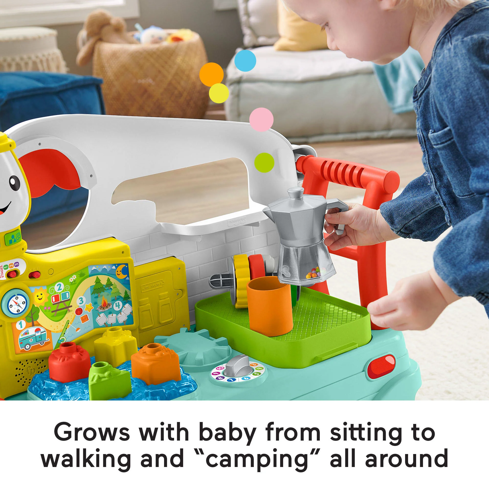 Fisher-Price Laugh & Learn 3-In-1 On-the-Go Camper Infant Walker & Toddler Activity Center - Image 3