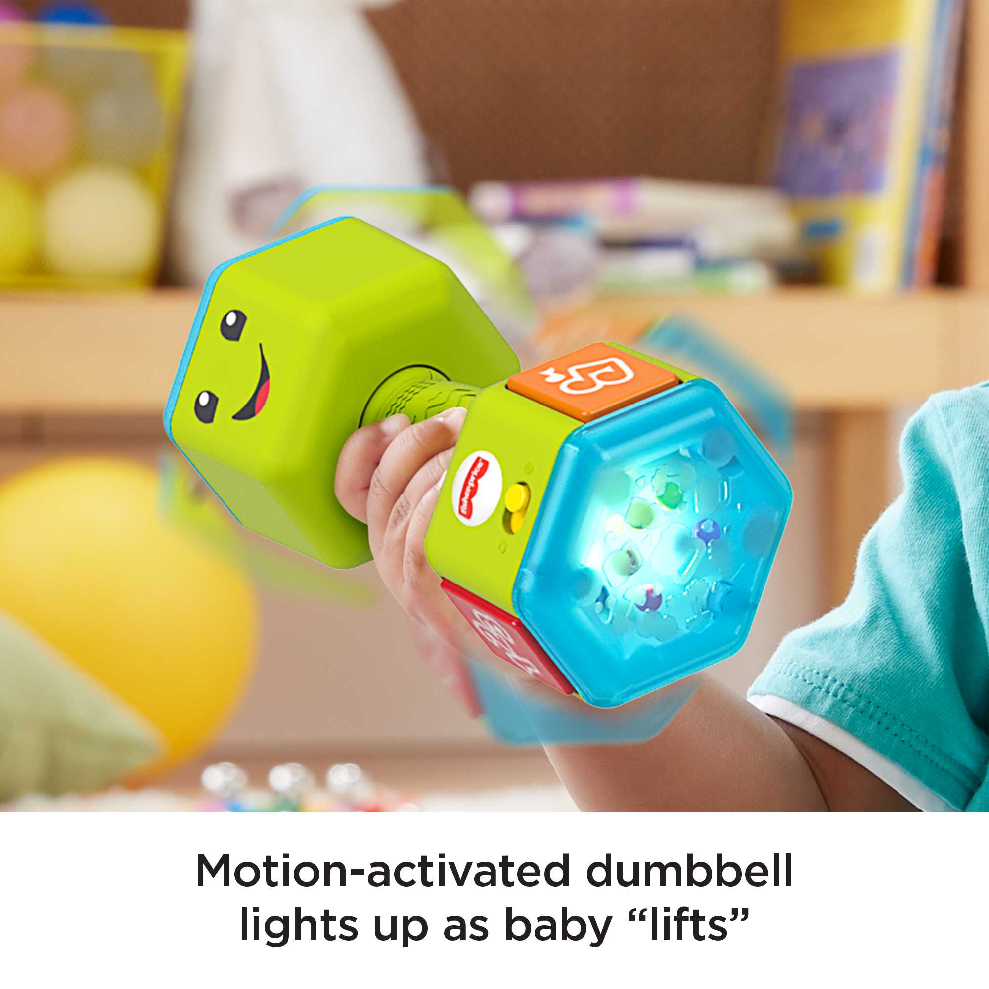 Fisher-Price Laugh & Learn Countin’ Reps Dumbbell Musical Rattle Toy For Infant & Toddler - Image 3