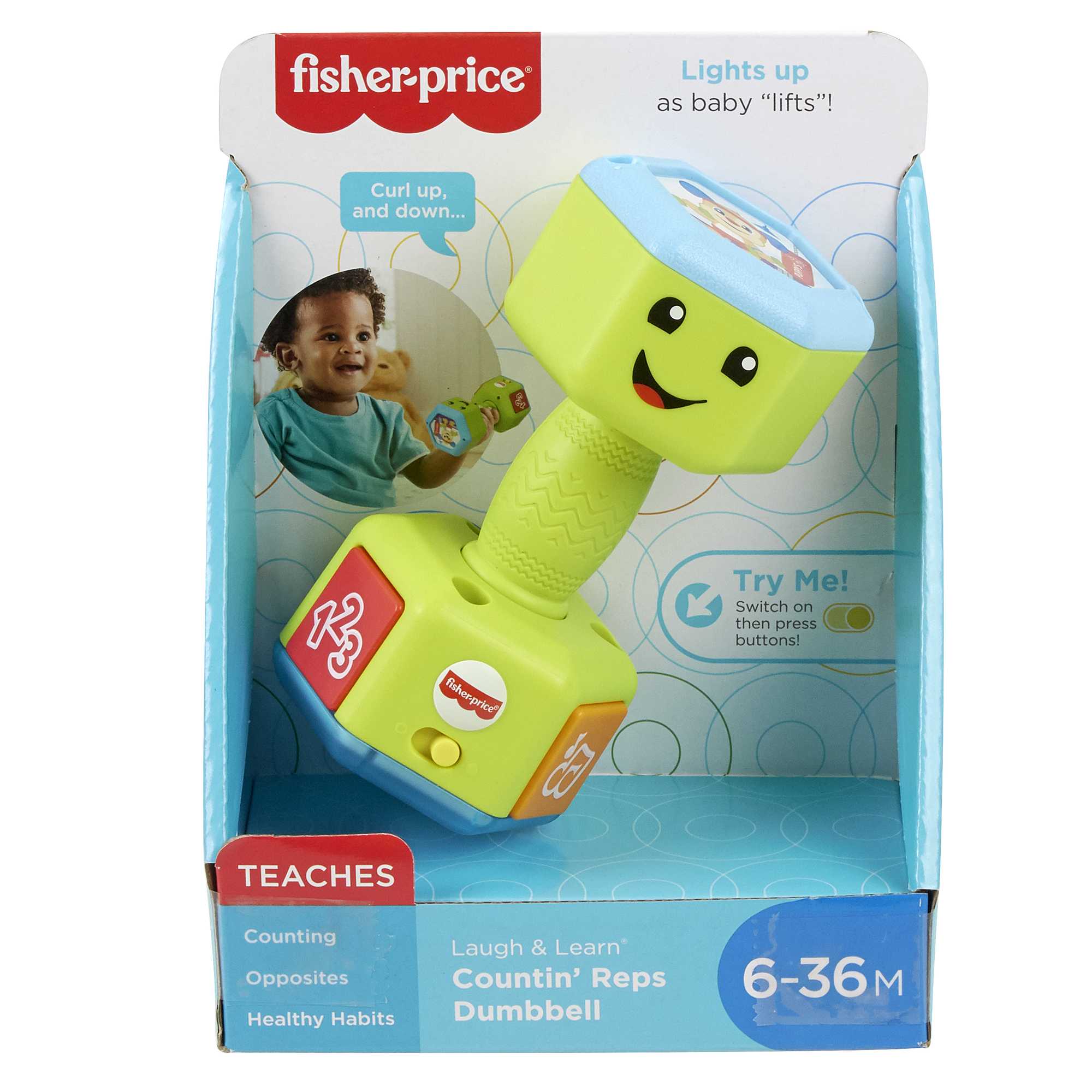 Fisher-Price Laugh & Learn Countin’ Reps Dumbbell Musical Rattle Toy For Infant & Toddler - Image 6