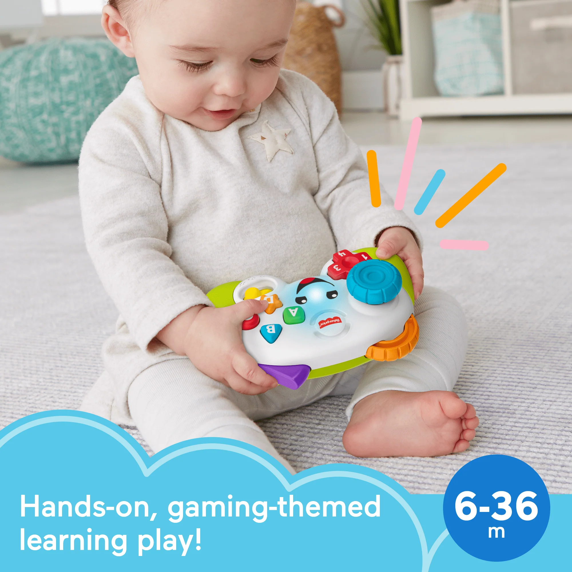 Fisher-Price Laugh & Learn Game & Learn Controller Musical Baby Toy With Lights, Multilanguage Version - Image 2