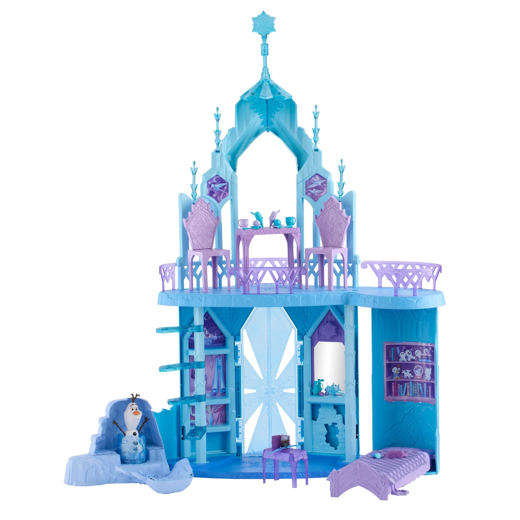 Coffret de Jeu Palais de Glace D’Elsa Inspiré du Film La Reine des Neiges de Disney Avec Figurine Olaf, 5Espaces de Jeu et 21Accessoires - Image 2