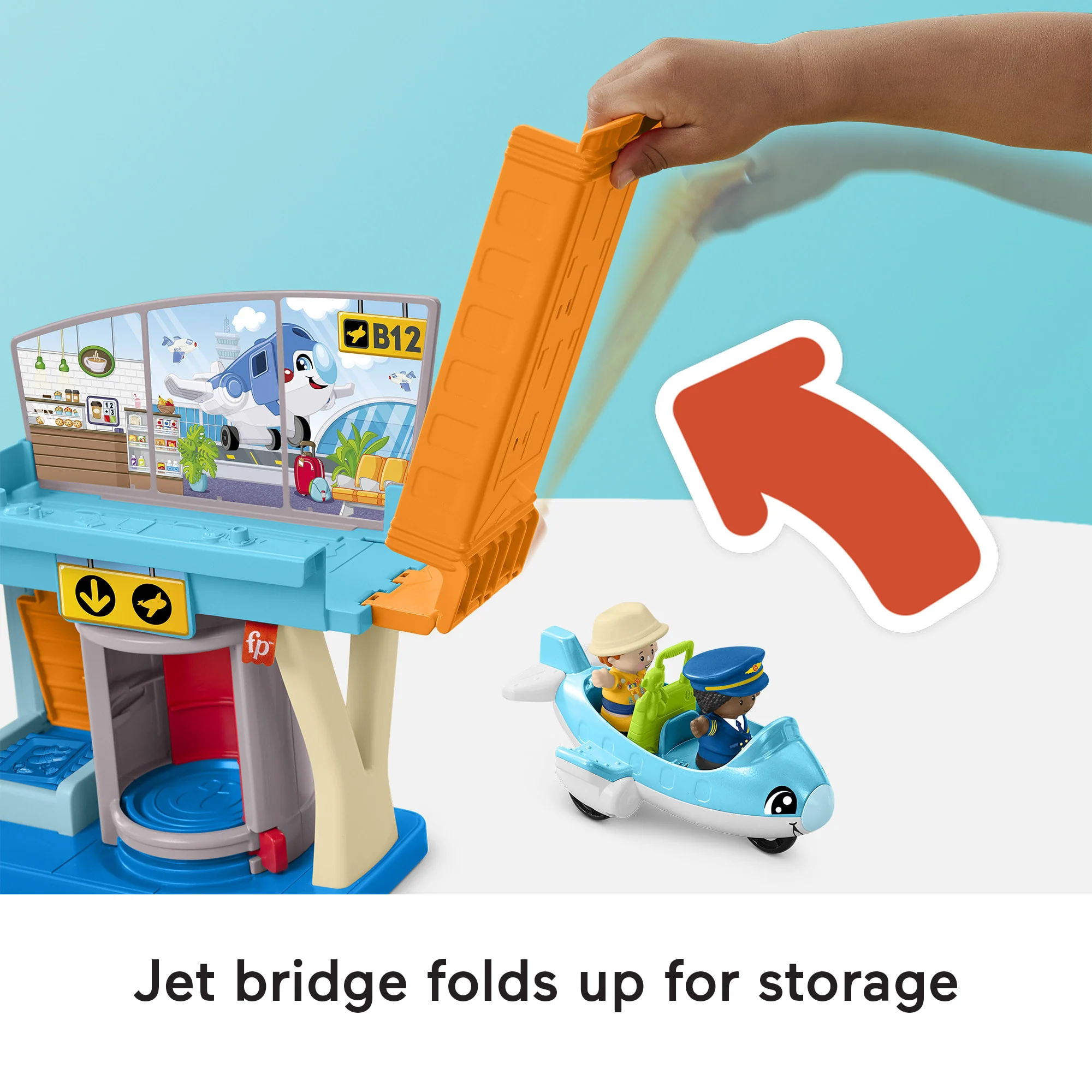 Fisher-Price Little People Everyday Adventures Airport Toddler Playset, Airplane & 3 Play Pieces - Image 3