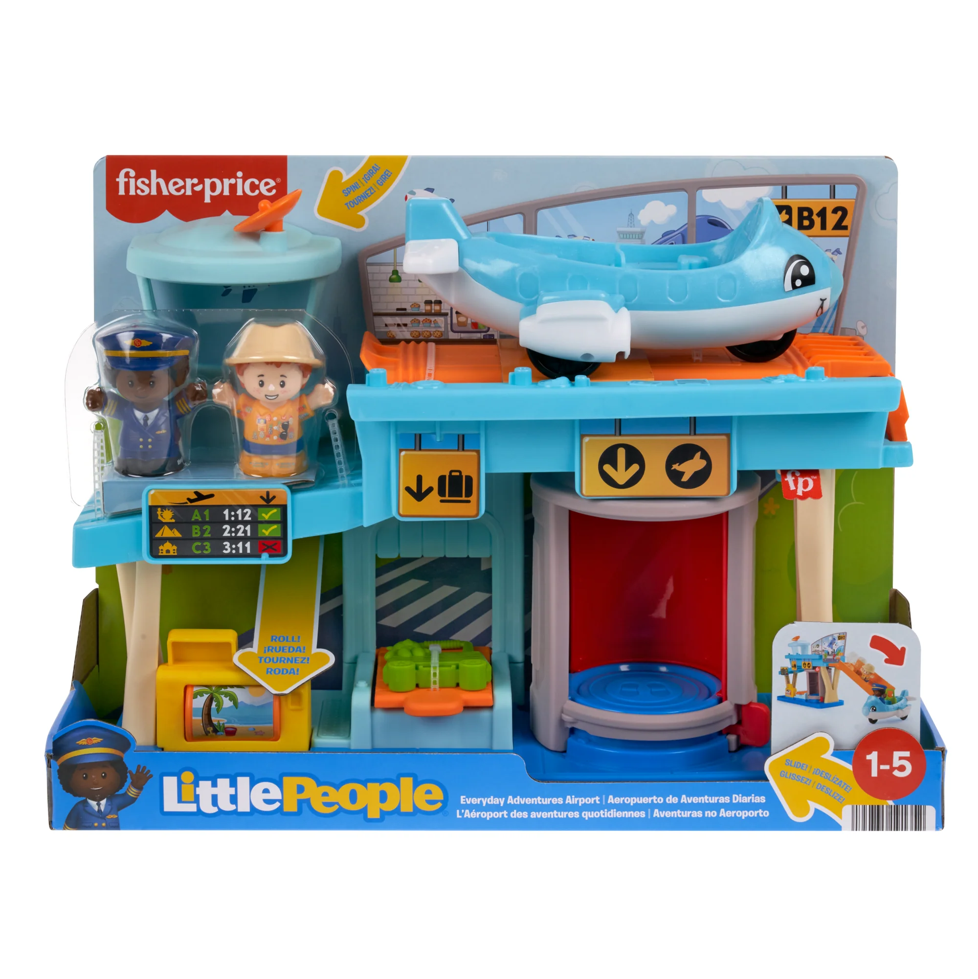 Fisher-Price Little People Everyday Adventures Airport Toddler Playset, Airplane & 3 Play Pieces - Image 6