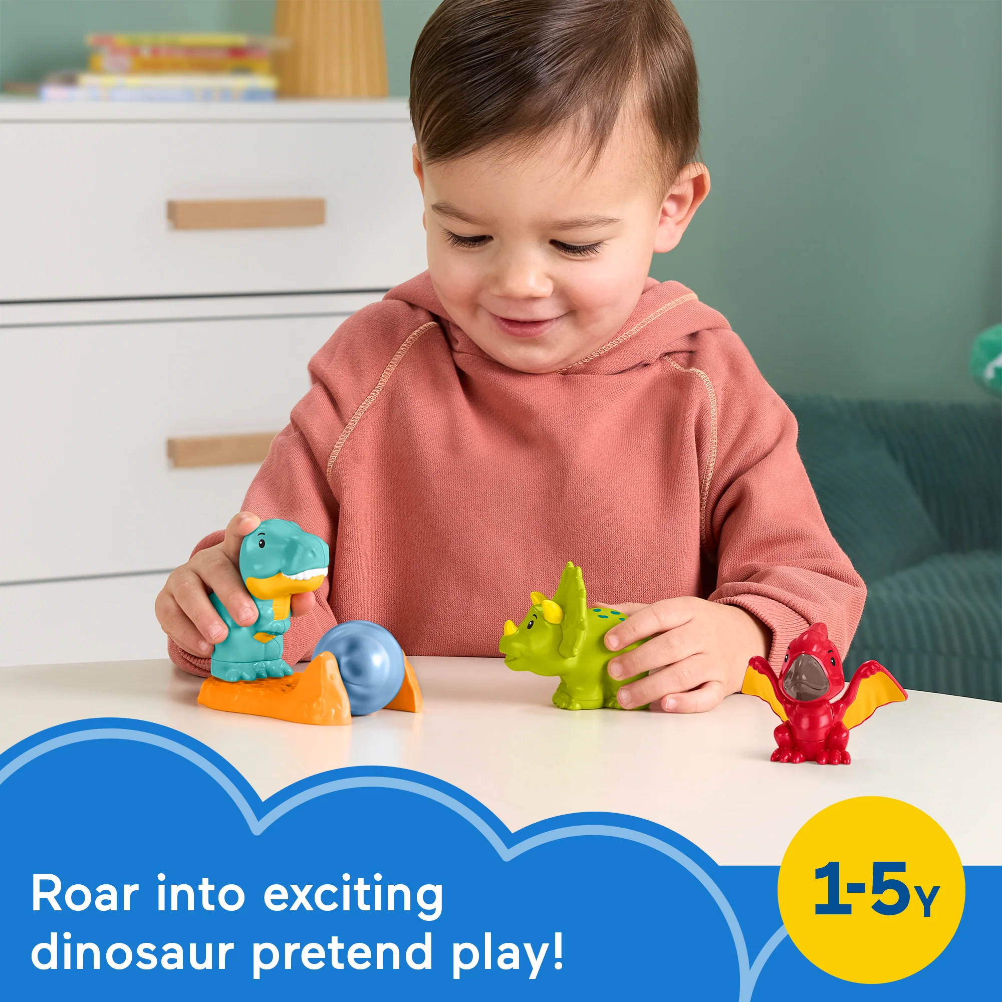 Fisher-Price Little People Friendly Dinosaur Figure Pack Toddler Toy, 4 Pieces - Image 2