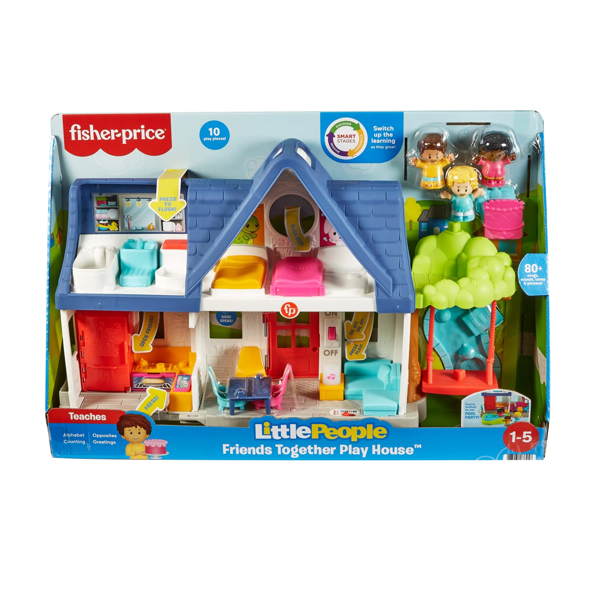 Fisher-Price Little People Friends Together Play House Toddler Learning Playset, 10 Pieces - Image 6