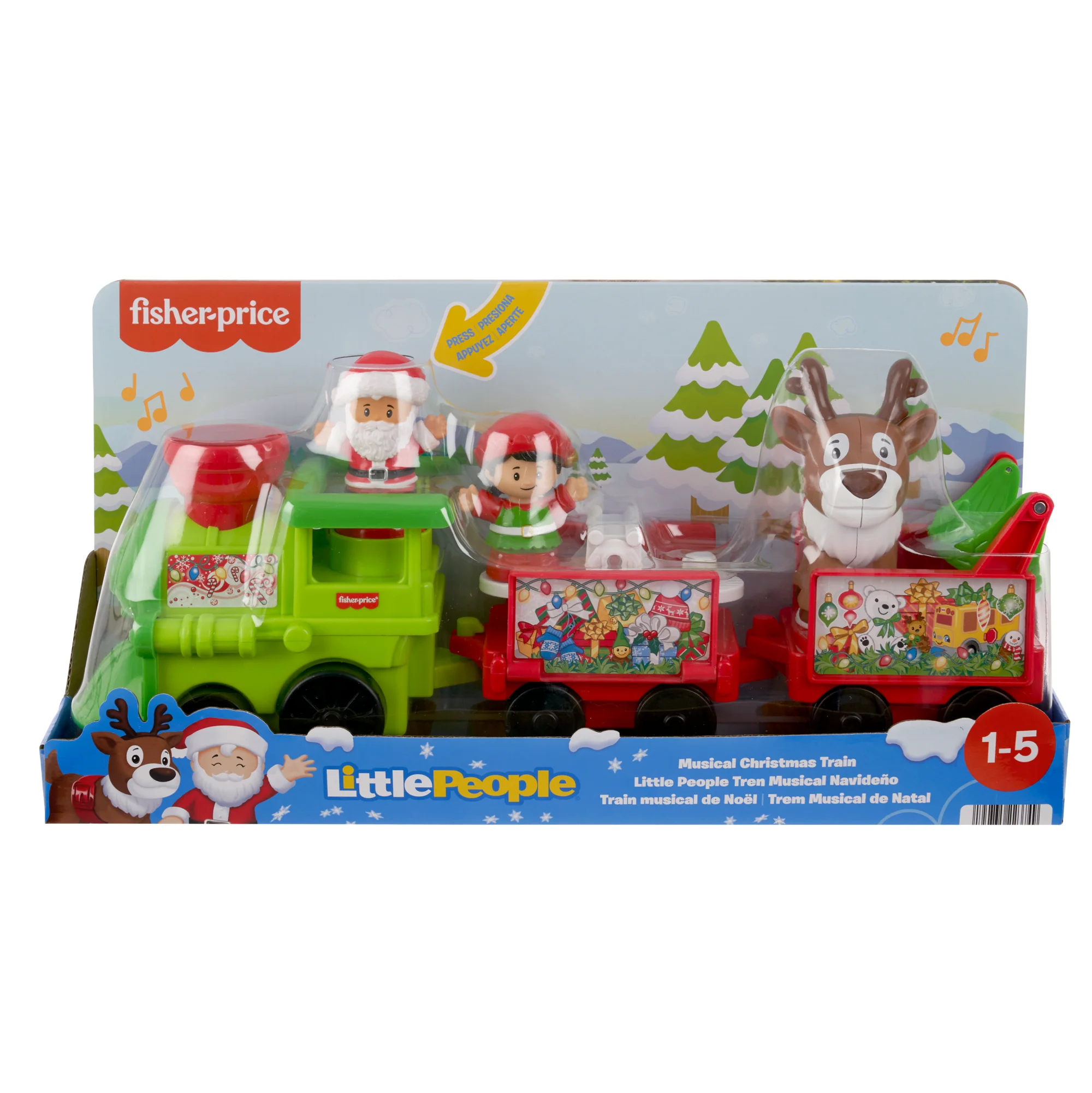 Fisher-Price Little People Musical Christmas Train Toddler Toy With Santa Elf & Reindeer Figures - Image 6