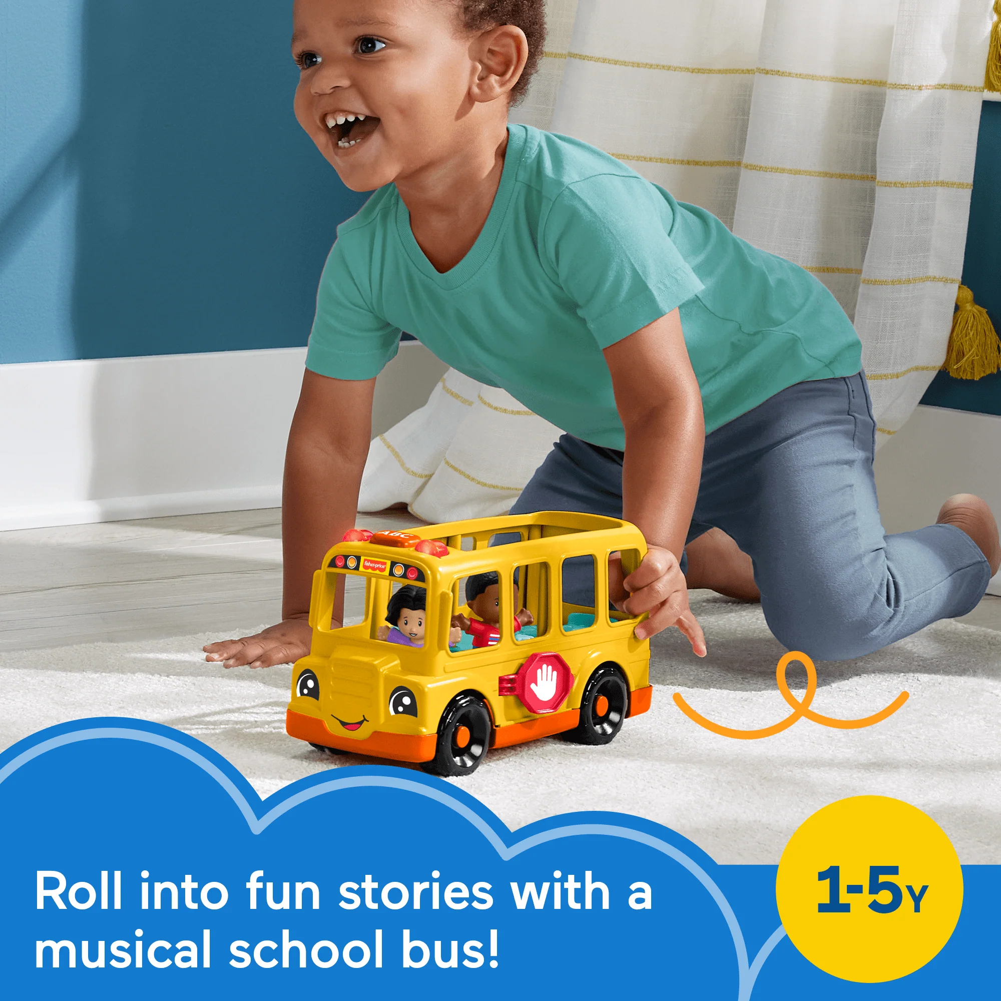 Fisher-Price Little People School Bus Musical Toddler Toy Vehicle With 2 Figures - Image 2