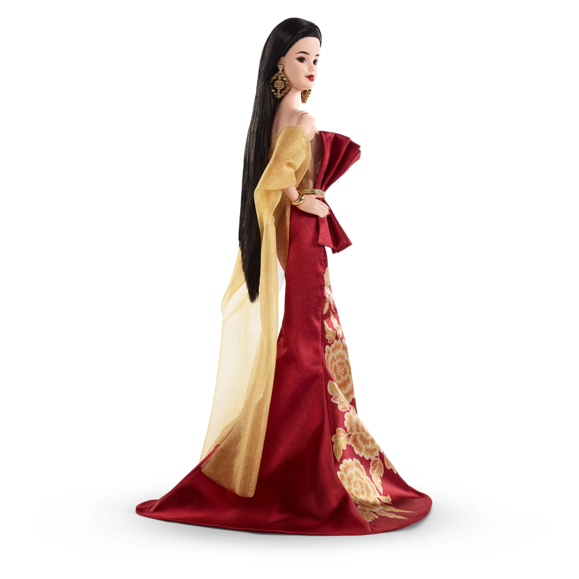 Barbie Signature Lunar New Year Fashion Doll, Red Dress With Golden Peonies, Collectible Holiday Gift - Image 5