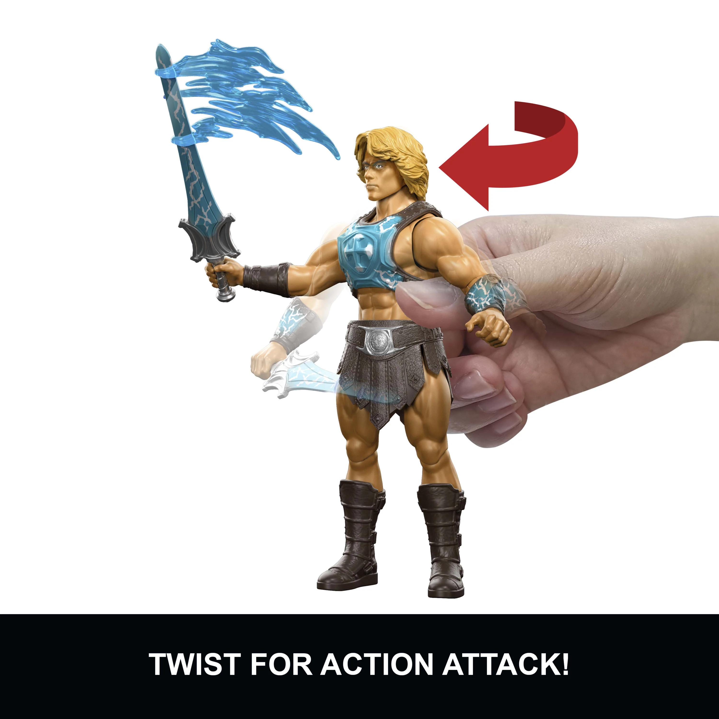 Masters Of The Universe He-Man Power Sword Slash Feature Figure Toy, 5.5 Inch Twist & Release Action - Image 2