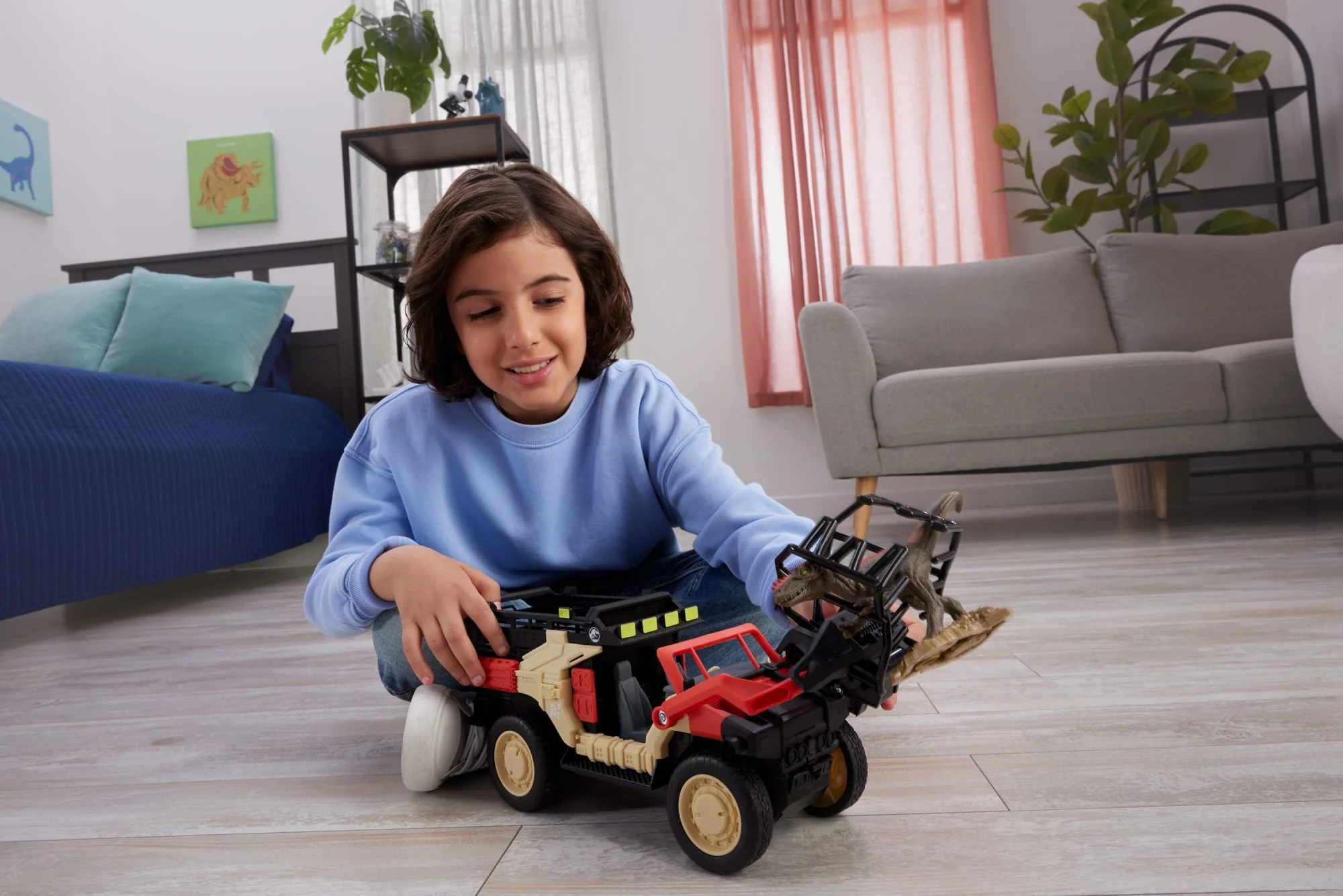 Matchbox RC Jurassic World Dino Catcher RC, Remote-Control Toy Truck With Dinosaur Figure - Image 2