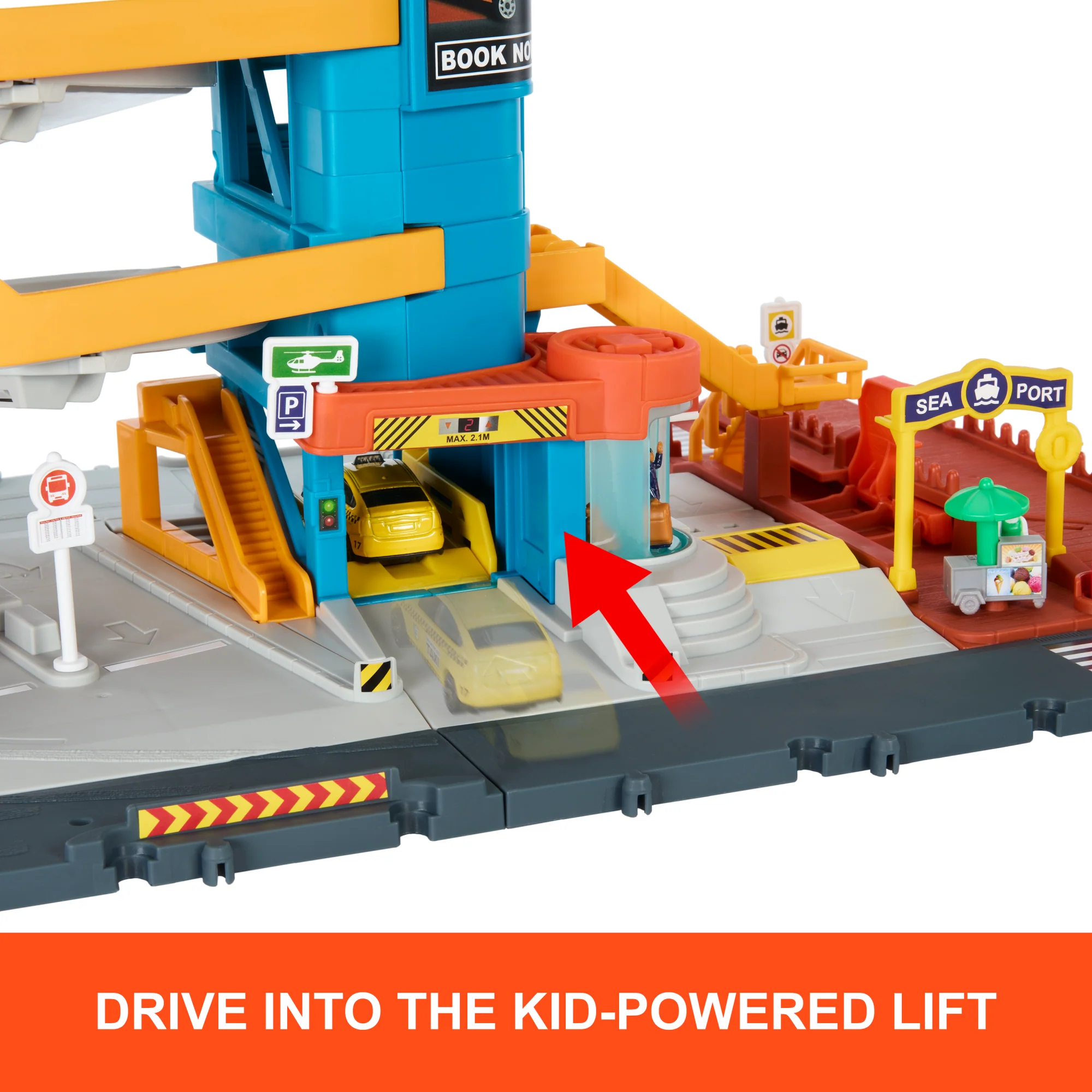 Matchbox Action Drivers Transportation Center With A 1:64 Scale Taxi, Boat & Helicopter Plus A Food Vendor Accessory (3 Vehicles, 1 Accessory) - Image 4
