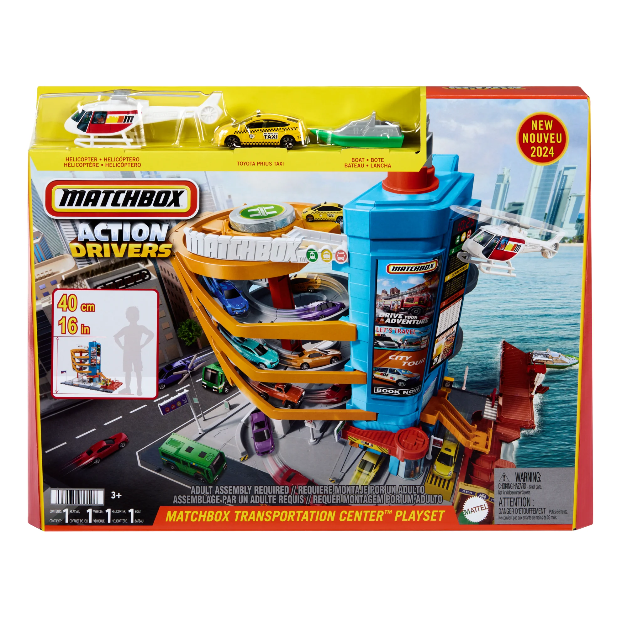 Matchbox Action Drivers Transportation Center With A 1:64 Scale Taxi, Boat & Helicopter Plus A Food Vendor Accessory (3 Vehicles, 1 Accessory) - Image 6