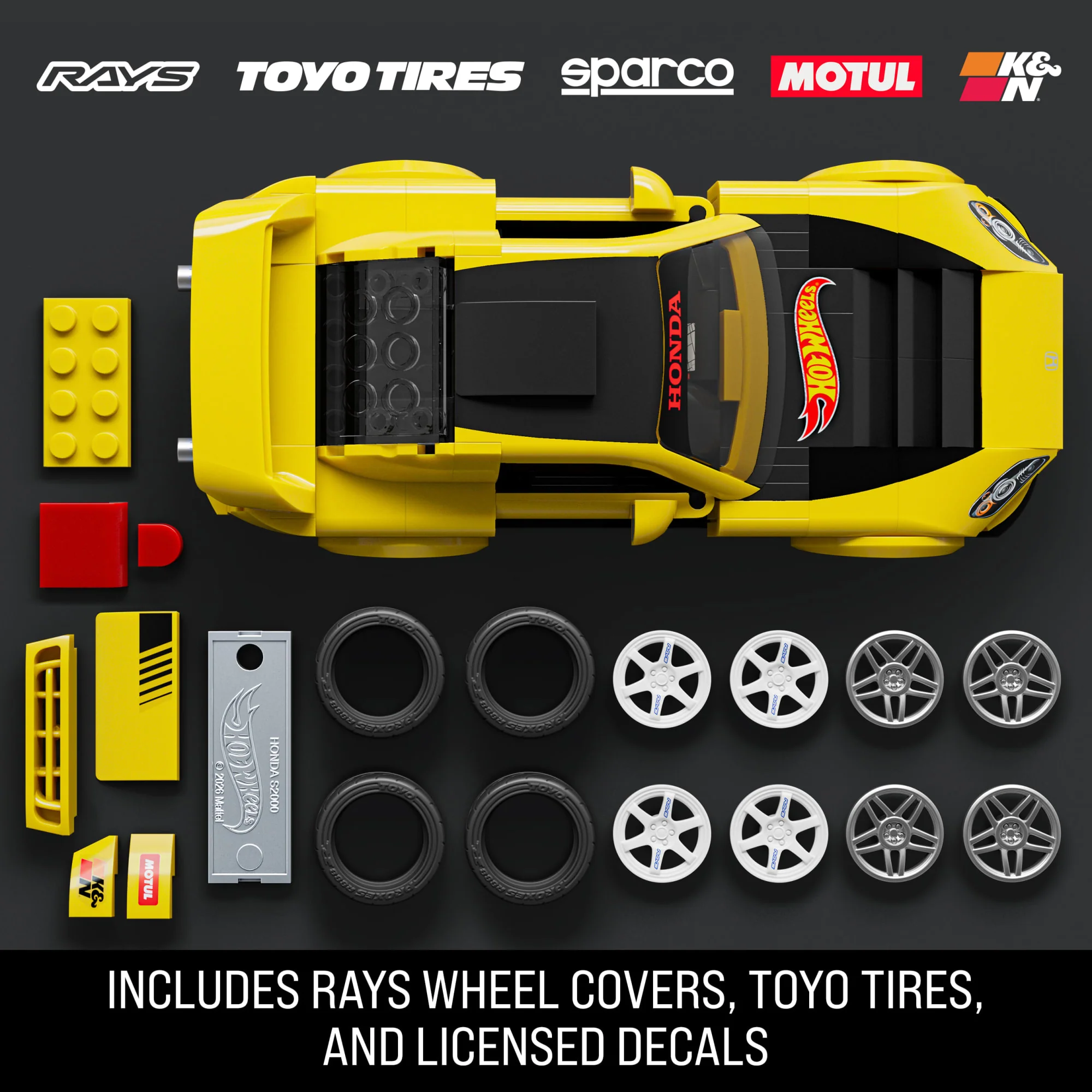 Mattel Brick Shop Hot Wheels ’07 Honda S2000 Building Toy Kit (257 Pieces), For Collectors - Image 4