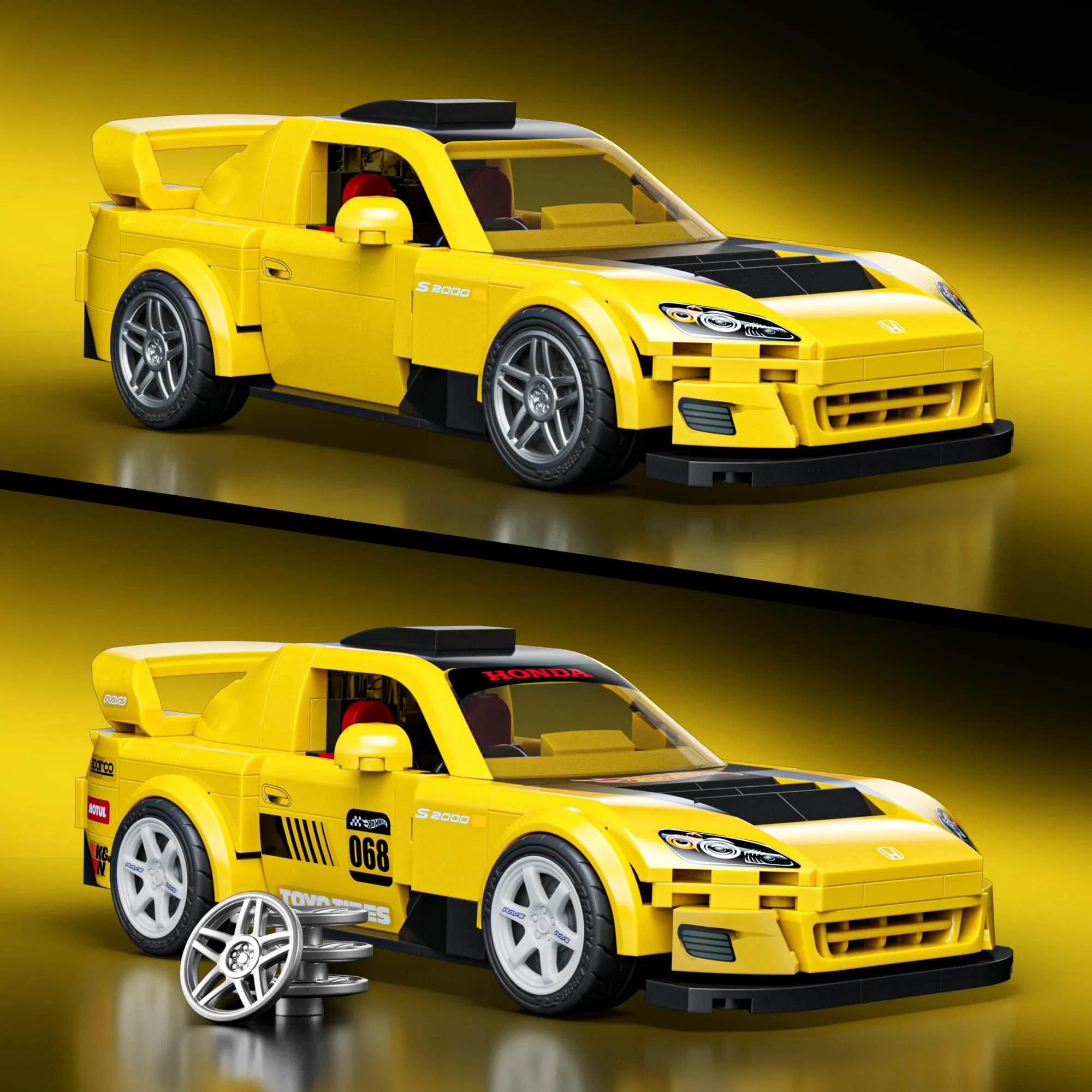 Mattel Brick Shop Hot Wheels ’07 Honda S2000 Building Toy Kit (257 Pieces), For Collectors | Mattel - Image 3