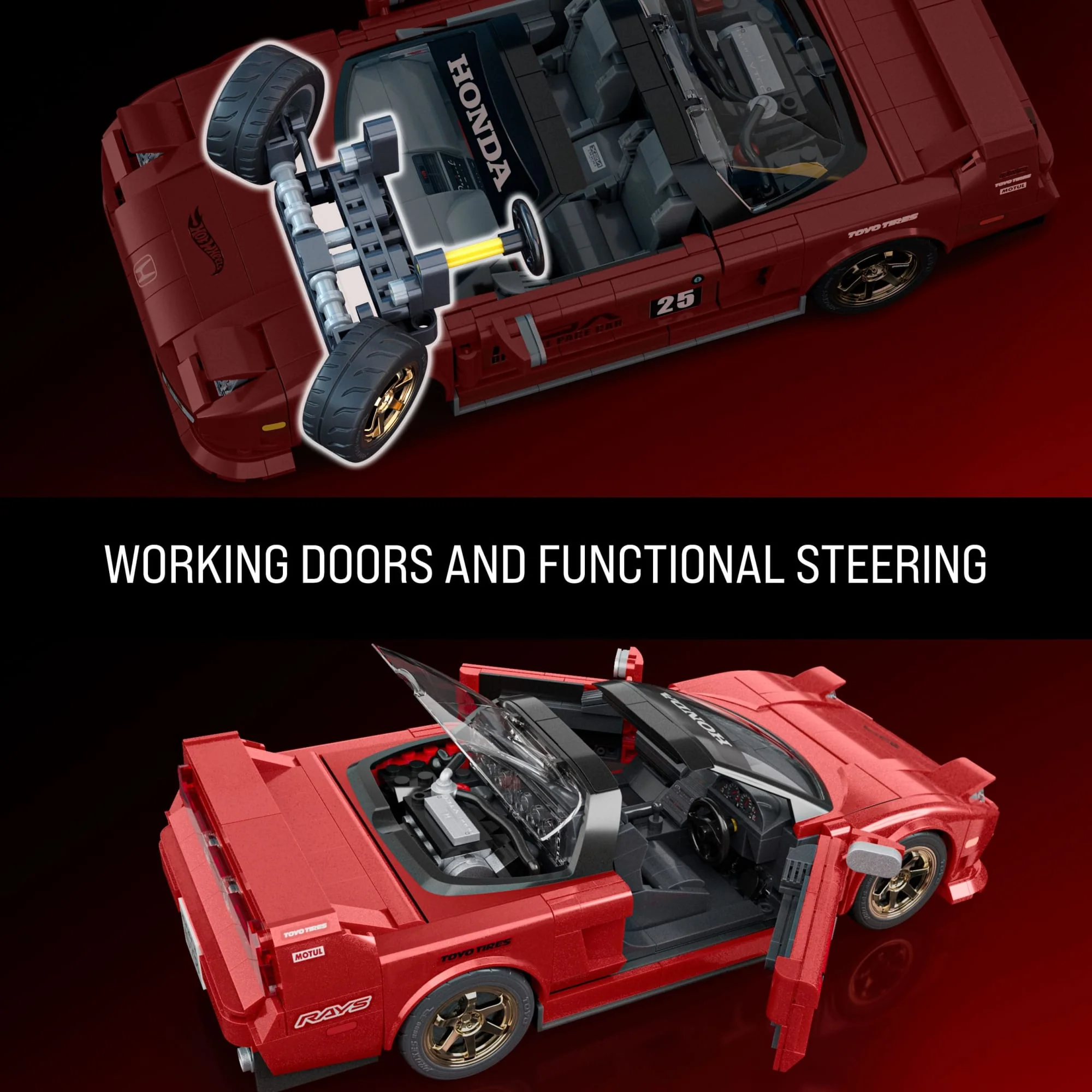 Mattel Brick Shop Hot Wheels ’90 Acura NSX Building Toy (876 Pieces), for Collectors - Image 3