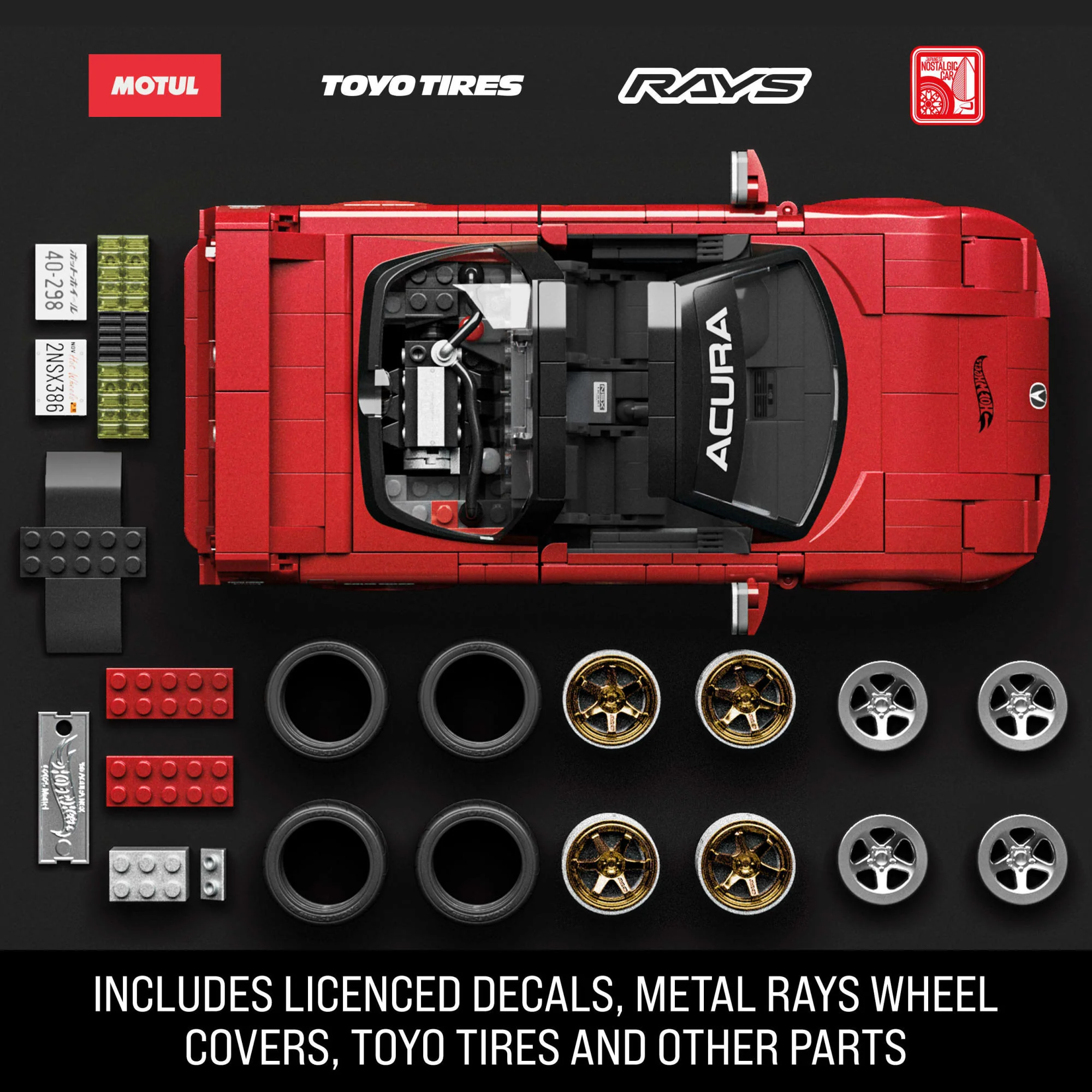 Mattel Brick Shop Hot Wheels ’90 Acura NSX Building Toy (876 Pieces), for Collectors - Image 4