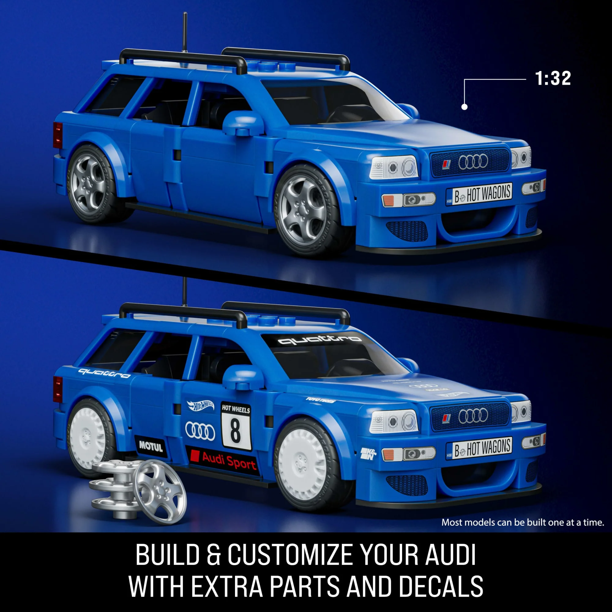 Mattel Brick Shop Hot Wheels Audi Avant RS2 Building Toy Kit (253 Pieces), For Collectors - Image 3