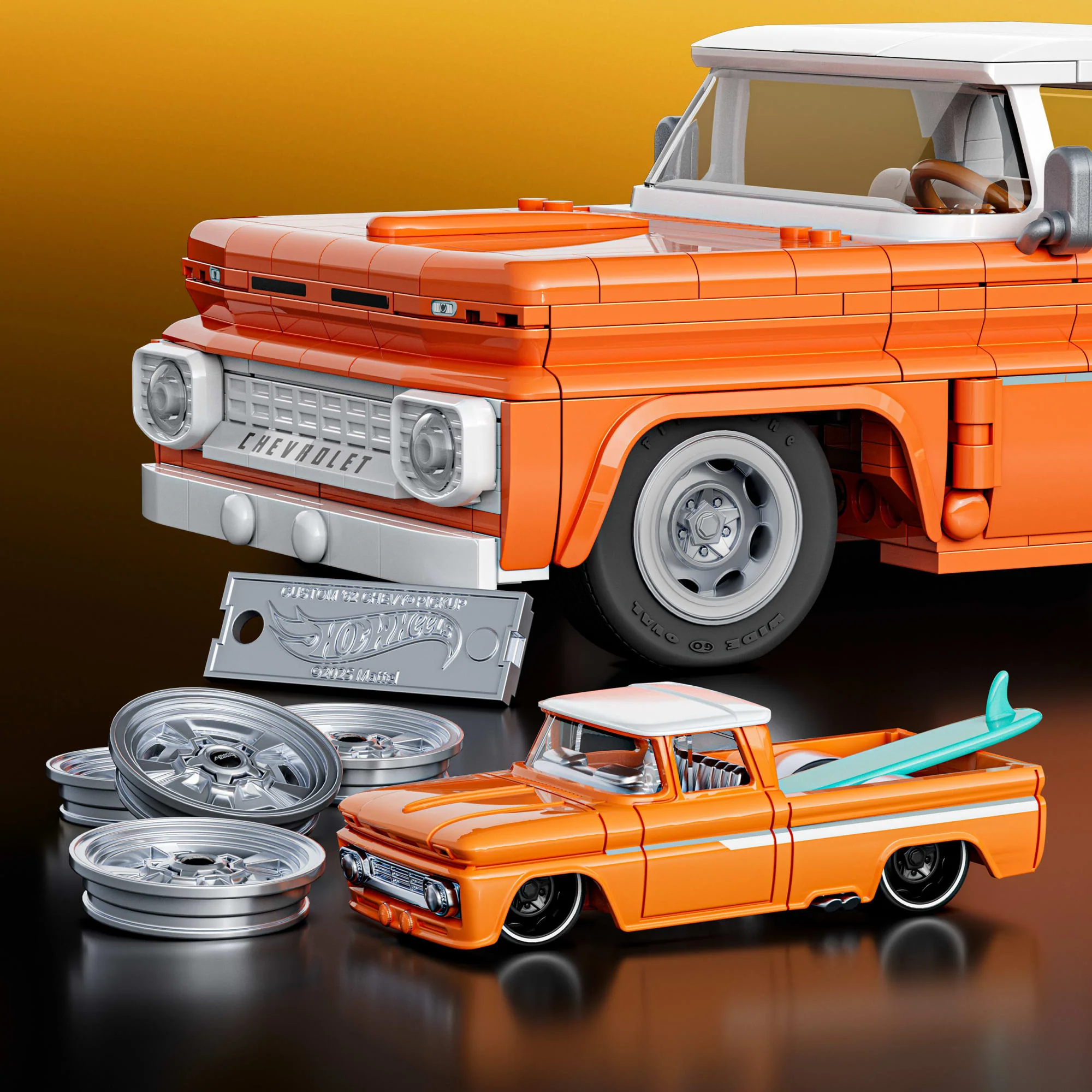 Mattel Brick Shop Hot Wheels Chevy Pickup Custom 1962, 858 Pièces, de Collect - Image 5