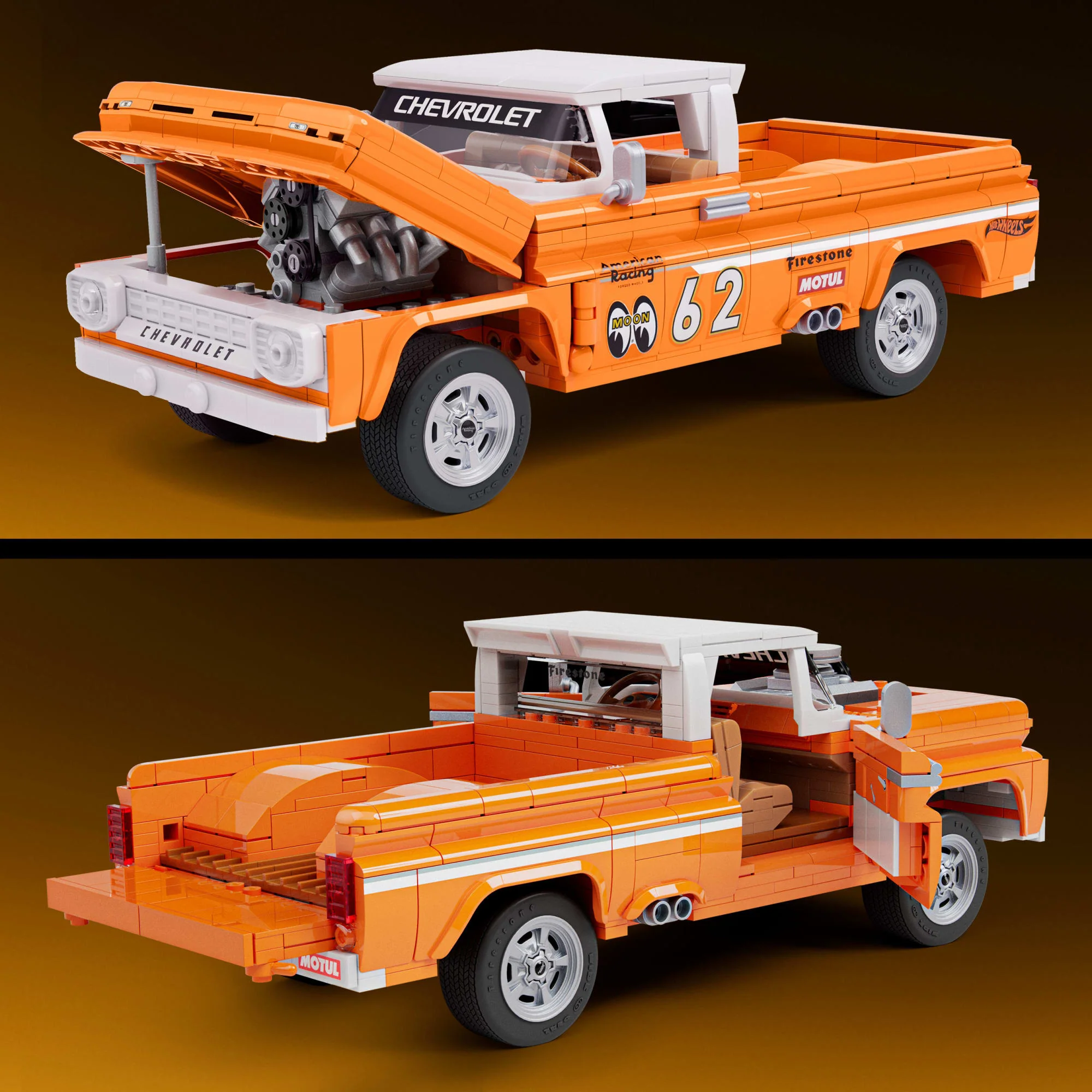 Mattel Brick Shop Hot Wheels Chevy Pickup Custom 1962, 858 Pièces, de Collect - Image 6
