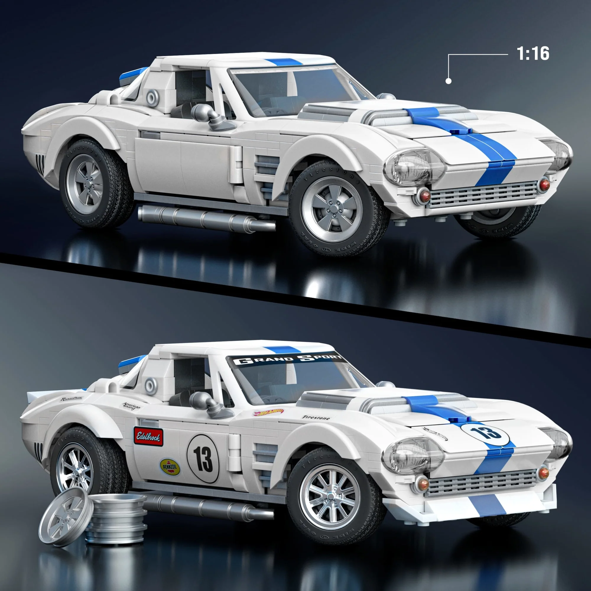 Mattel Brick Shop Hot Wheels Corvette Grand Sport, Kit de Construction de Jouets 918 Pièces, de Collection - Image 3