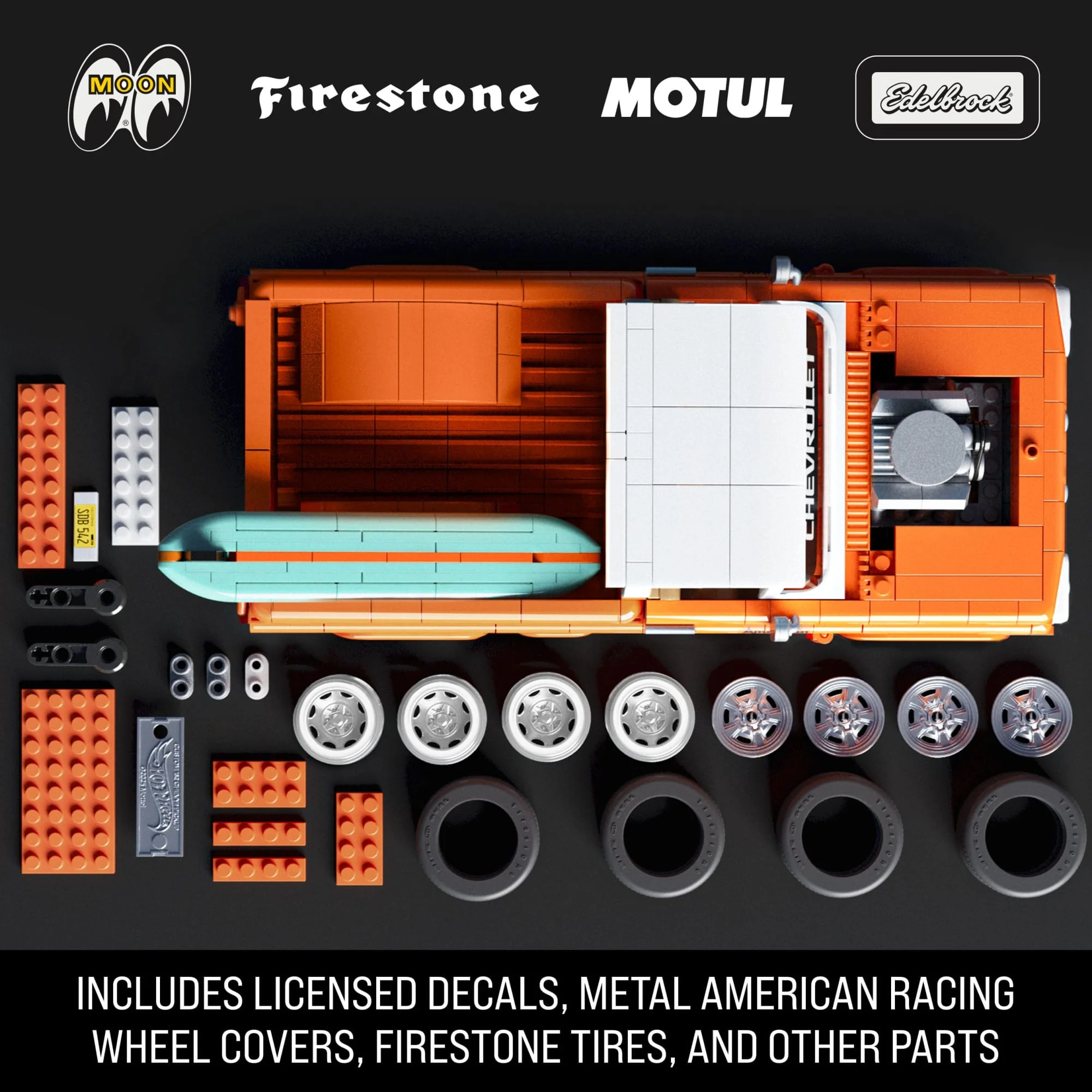 Mattel Brick Shop Hot Wheels Custom ’62 Chevy Pickup Building Toy Kit (858 Pieces), For Collectors - Image 4