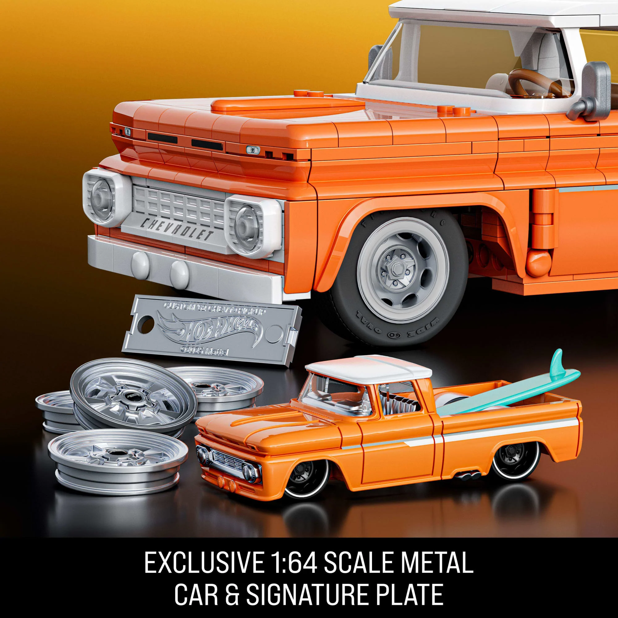 Mattel Brick Shop Hot Wheels Custom ’62 Chevy Pickup Building Toy Kit (858 Pieces), For Collectors - Image 5