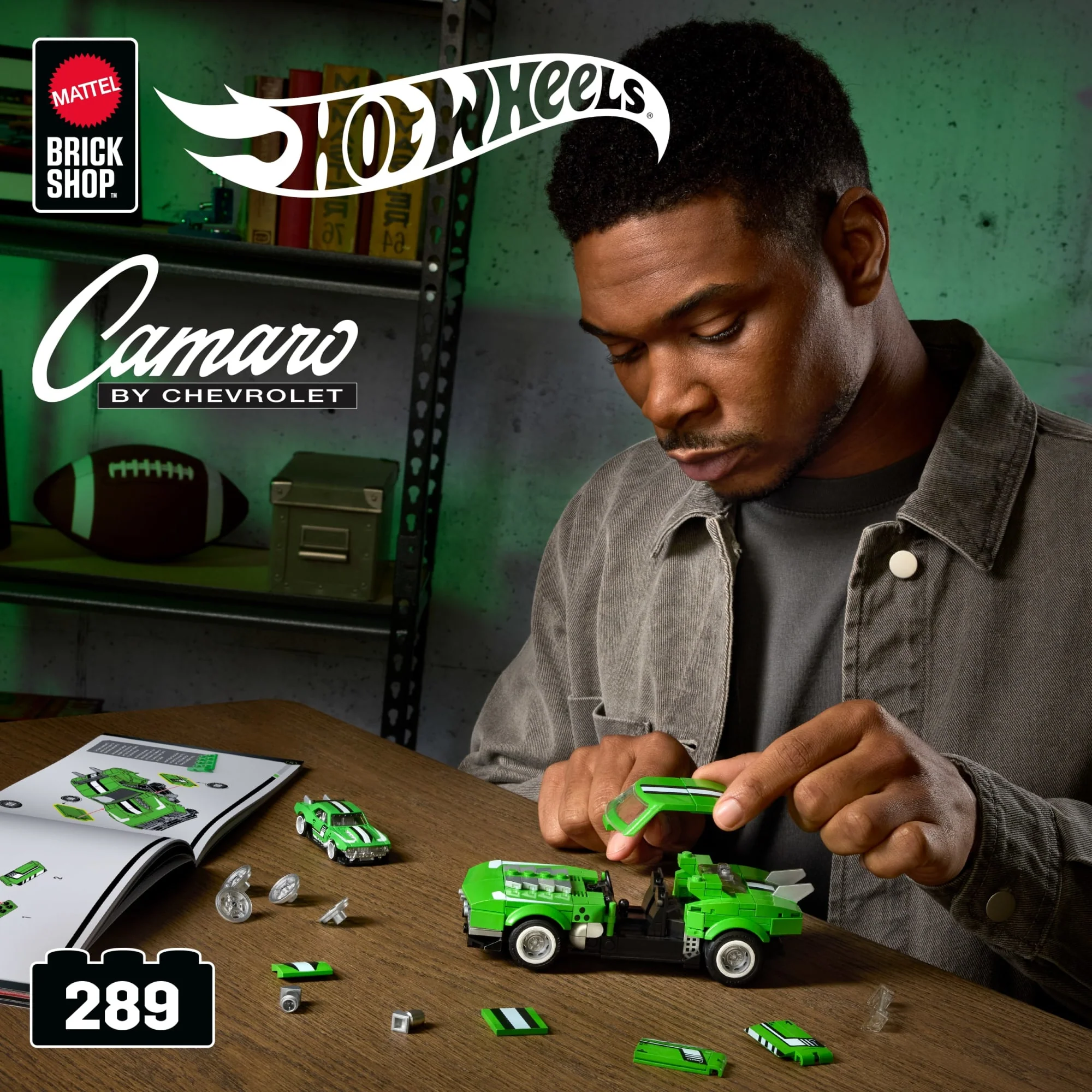 Mattel Brick Shop Hot Wheels Custom ’68 Camaro Building Toy Kit (289 Pieces), For Collectors - Image 2