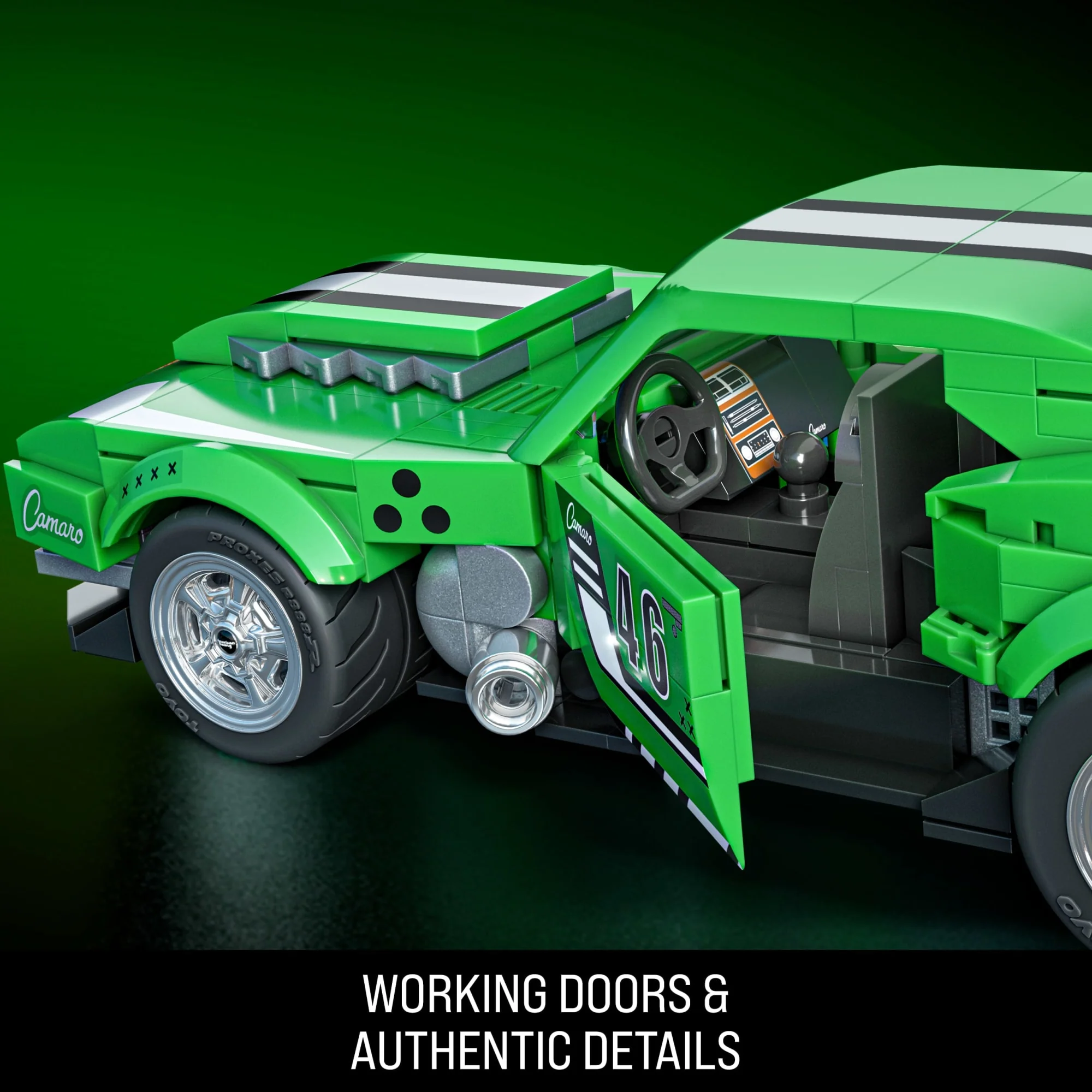 Mattel Brick Shop Hot Wheels Custom ’68 Camaro Building Toy Kit (289 Pieces), For Collectors - Image 6