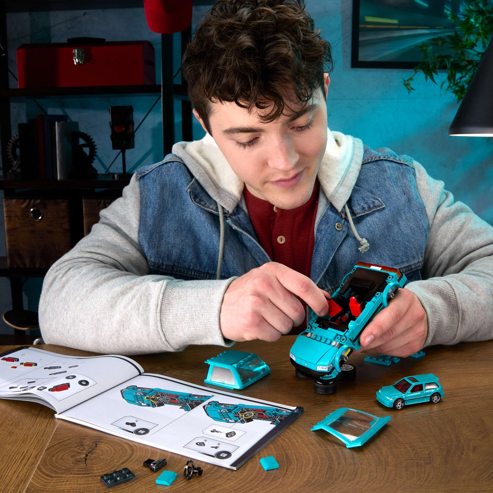 Mattel Brick Shop Hot Wheels Jogo de Construção Speed Custom '90 Honda Civic EF - Image 2