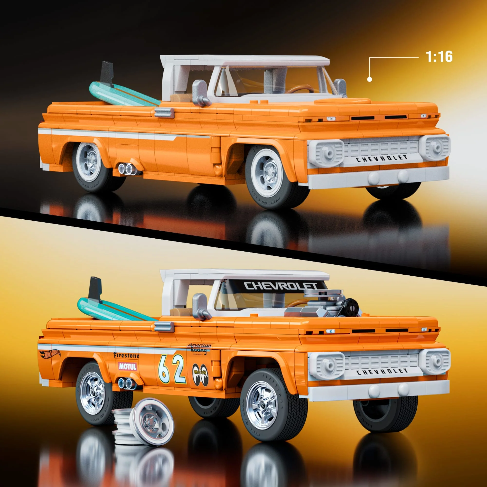 Mattel Brick Shop Hot Wheels Juguete de Construcción Elite Camioneta Custom 62 Chevy - Image 3
