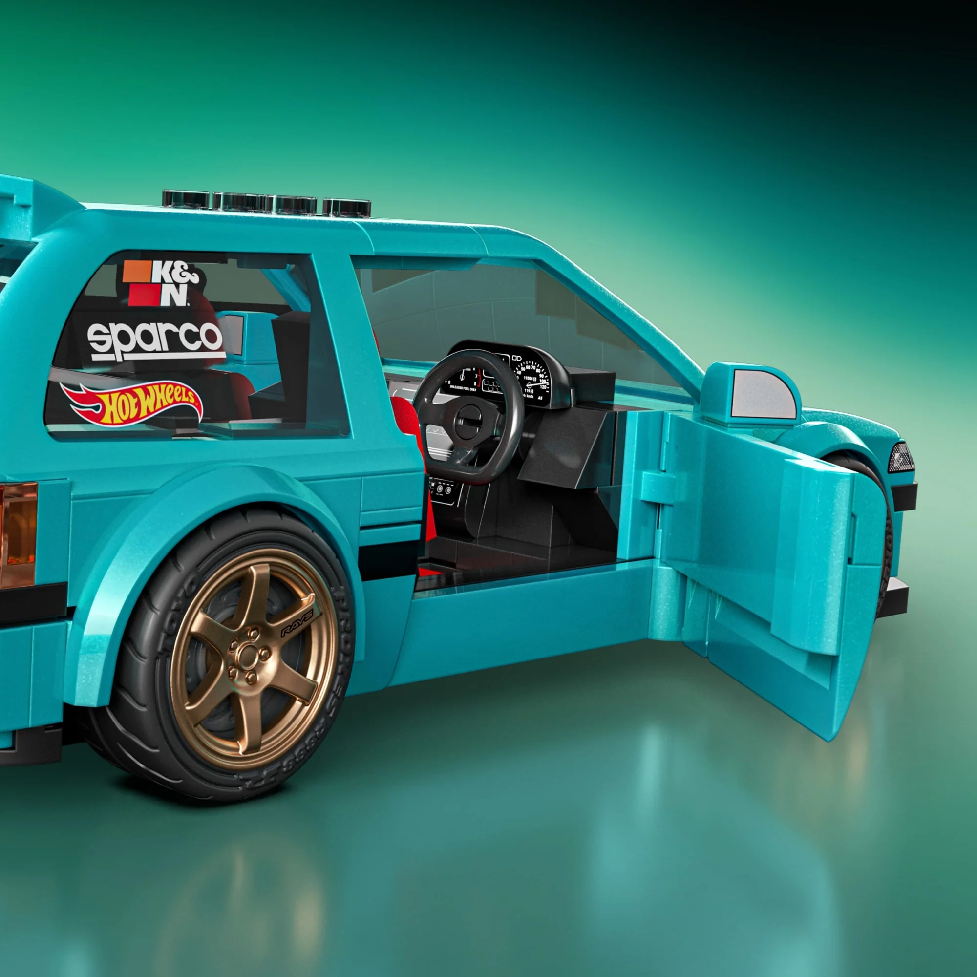 Mattel Brick Shop Hot Wheels Juguete de Construcción Speed Custom '90 Honda Civic EF - Image 6