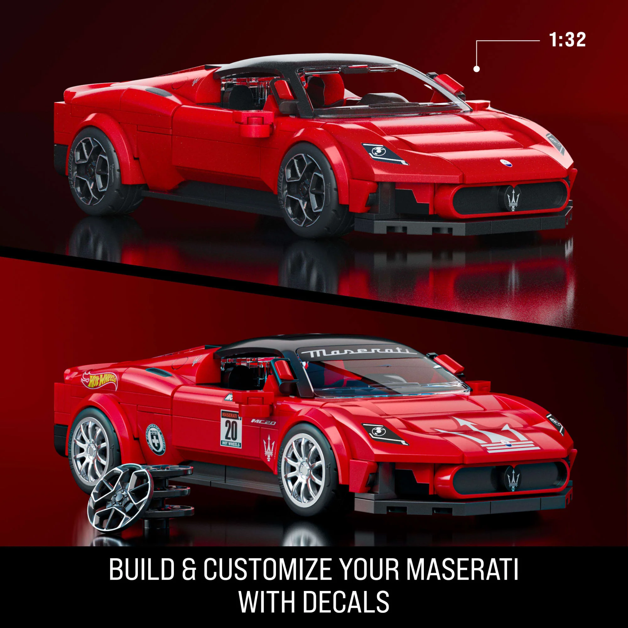 Mattel Brick Shop Hot Wheels Maserati MC20 Building Toy Kit (250 Pieces), for Collectors - Image 3