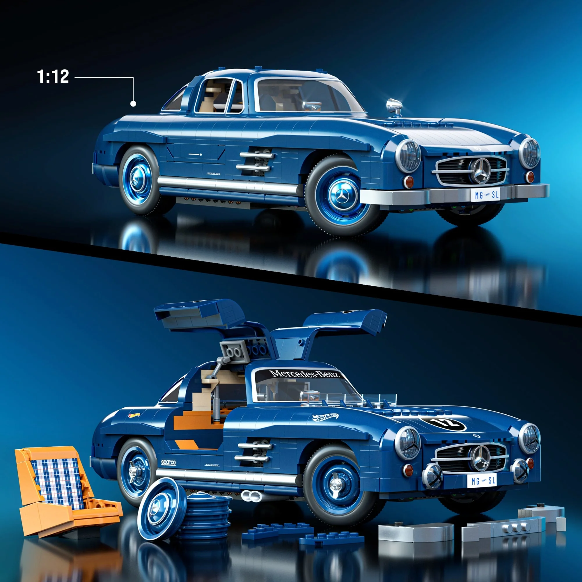 Mattel Brick Shop Hot Wheels Mercedes-Benz 300 Sl, Kit de Construction de Jouets 1600 Pièces de Collection - Image 3
